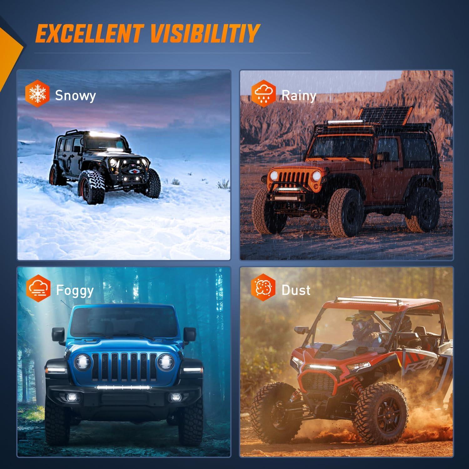 imageNilight  40004CA LED Light Bar 21inch 100W Spot ampamp Flood Combo Single Row 9000LM Off Road 3D LED Fog ampamp Driving Light Roof Bumper Light Bars for Jeep Ford Trucks Boat  2 Years WarrantyWhite 21Inch 52LED Slim