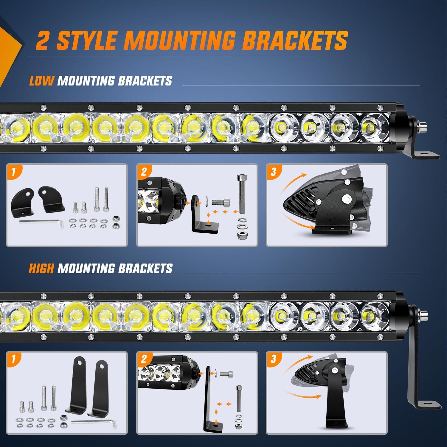 imageNilight  40004CA LED Light Bar 21inch 100W Spot ampamp Flood Combo Single Row 9000LM Off Road 3D LED Fog ampamp Driving Light Roof Bumper Light Bars for Jeep Ford Trucks Boat  2 Years WarrantyWhite Light  Wiring Harness