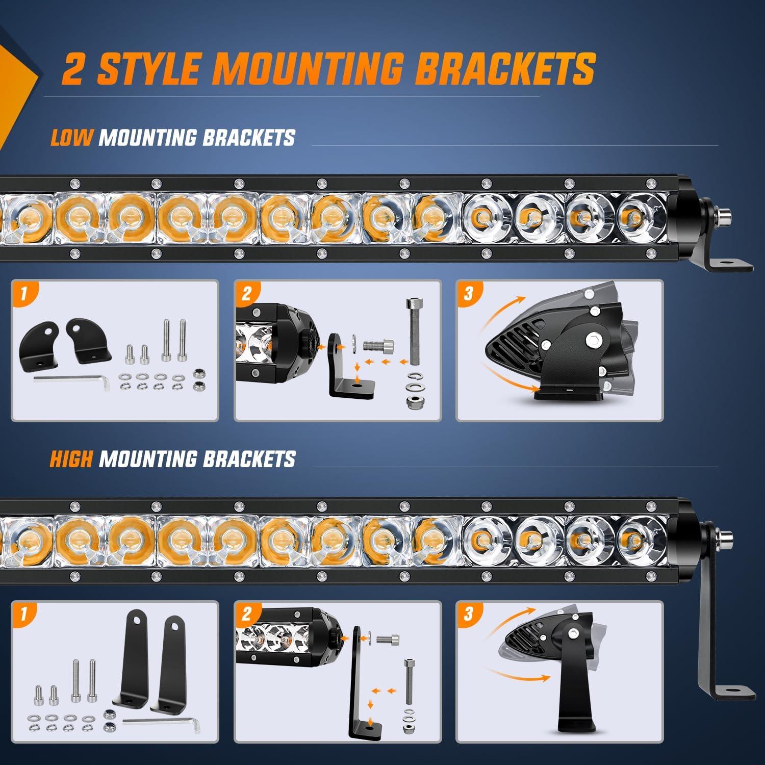 imageNilight  40004CA LED Light Bar 21inch 100W Spot ampamp Flood Combo Single Row 9000LM Off Road 3D LED Fog ampamp Driving Light Roof Bumper Light Bars for Jeep Ford Trucks Boat  2 Years WarrantyAmber