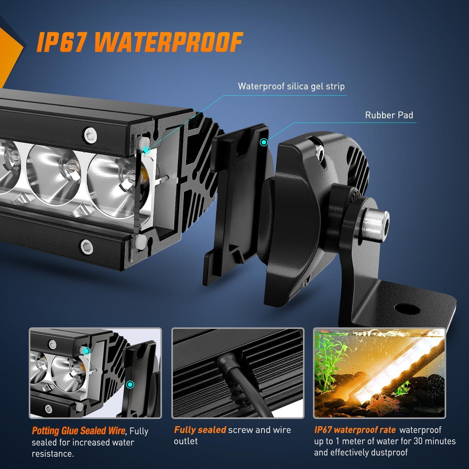 imageNilight  40005CA 31inch 150W Spot ampamp Flood Combo Single Row 14500LM Off Road LED Fog ampamp Driving Roof Bumper Light Bars for Jeep Ford Trucks Boat 2 Years WarrantyAmber