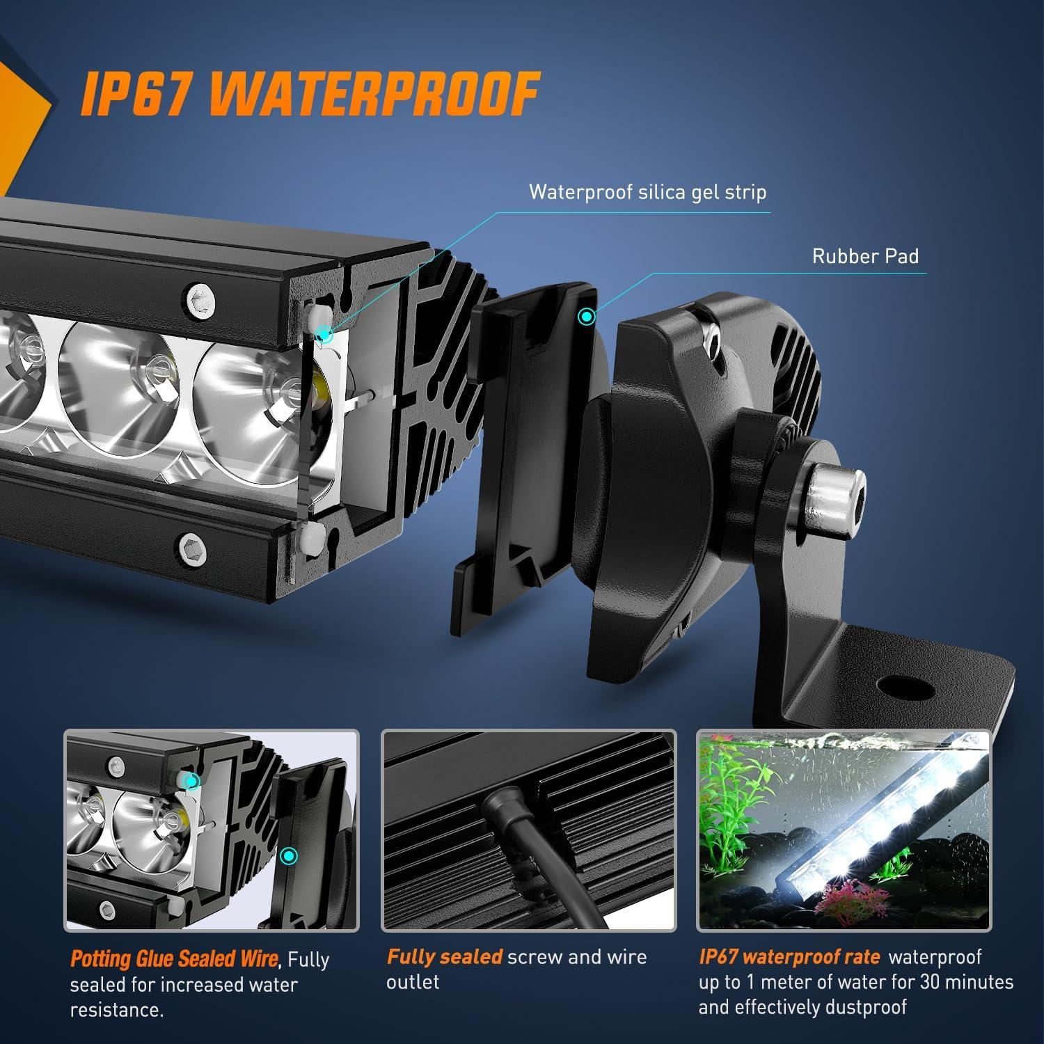 imageNilight  40005CA 31inch 150W Spot ampamp Flood Combo Single Row 14500LM Off Road LED Fog ampamp Driving Roof Bumper Light Bars for Jeep Ford Trucks Boat 2 Years WarrantyWhite Light  Wiring Harness