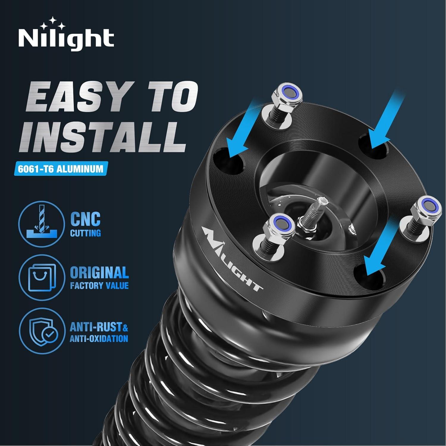 imageNilight 25inch Leveling Lift Kit for 2019 2020 2021 2022 Ford Ranger 2WD 4WD Front Raise Suspension Strut SpacersToyota Tacoma 20052023