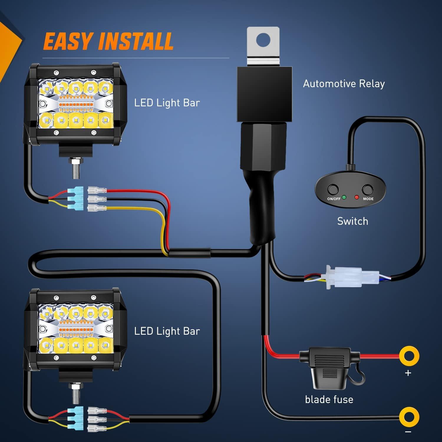 imageNilight 2PCS 4Inch 60W LED Pods Spot Flood Amber White Light Bar Strobe 6 Modes Memory Function OffRoad Truck Car ATV SUV Cabin Boat with 16AWG Wiring Harness Kit2 Lead 2 Years WarrantyAmberWhite 6 Modes