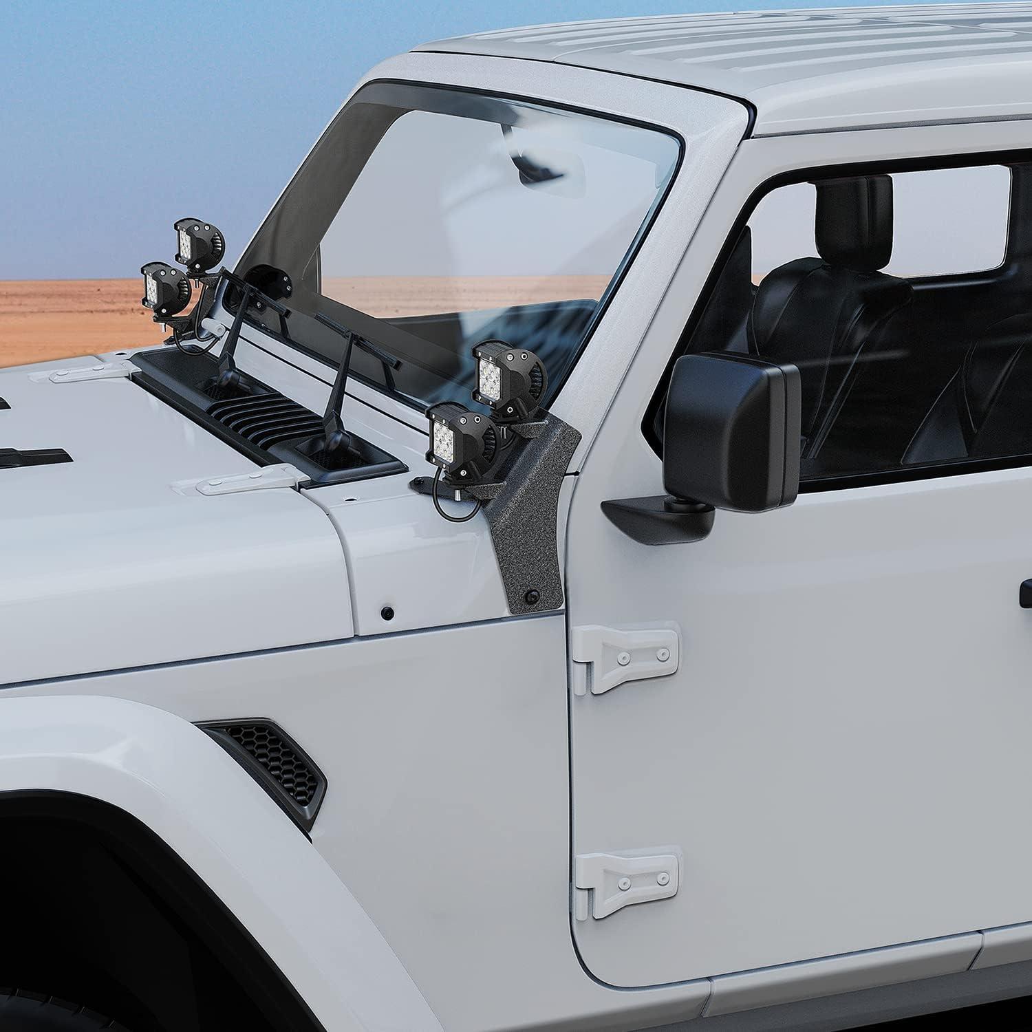 imageNilight 2Pcs Windshield Hinge Mounting Brackets Dual APillar for Offroad LED Fog Light Pods for 2018 2019 2020 2021 2022 2023 Wrangler JL20202023 Gladiator JT  2 Years WarrantyBlackDual APillar JL 20182025