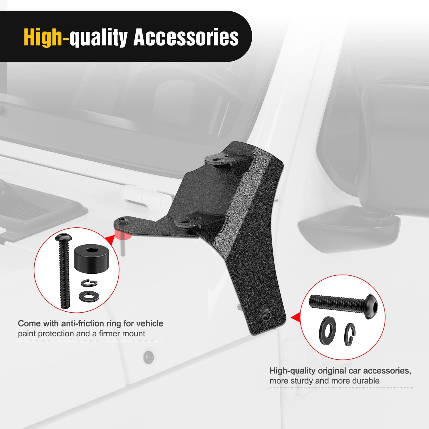 imageNilight 2Pcs Windshield Hinge Mounting Brackets Dual APillar for Offroad LED Fog Light Pods for 2018 2019 2020 2021 2022 2023 Wrangler JL20202023 Gladiator JT  2 Years WarrantyBlackDual APillar JL 20182025