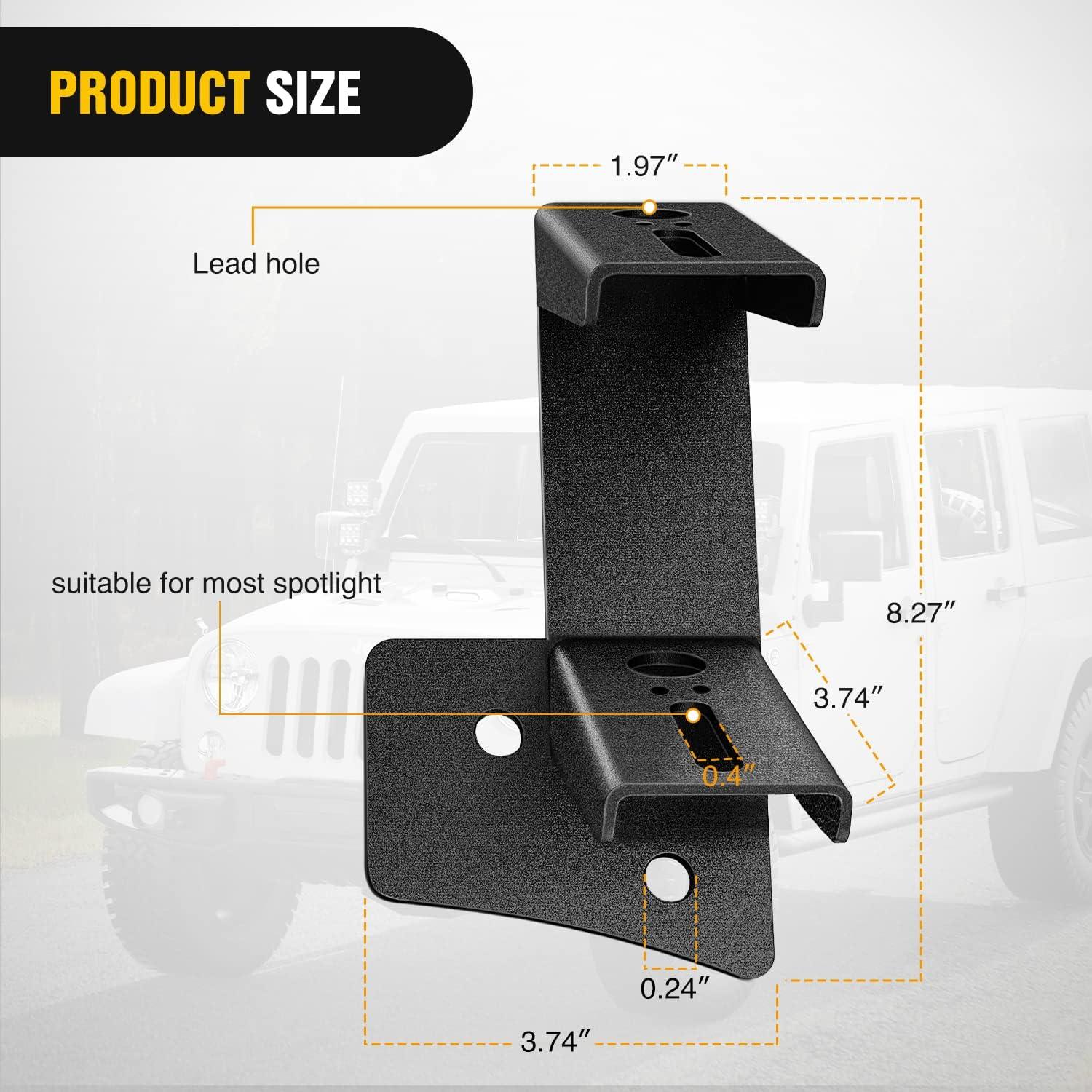 imageNilight 2Pcs Windshield Hinge Mounting Brackets Dual APillar for Offroad LED Fog Light Pods for 2018 2019 2020 2021 2022 2023 Wrangler JL20202023 Gladiator JT  2 Years WarrantyBlackDual APillar JK 20072017