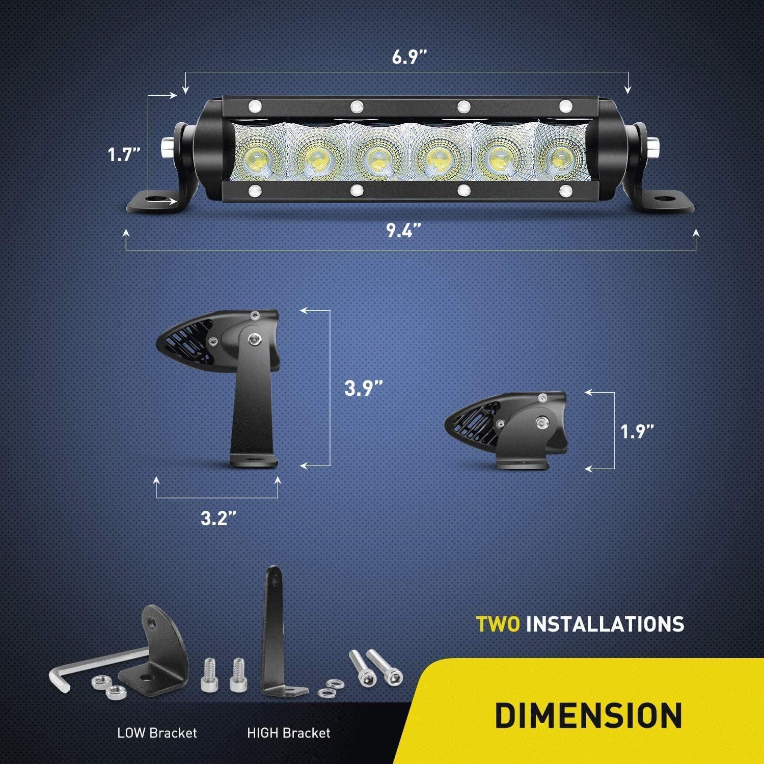 imageNilight 40001FB Bar Super Slim 2PCS 7Inch 30W Flood Driving Fog 3600LM Single Row Off Road led Lights for Jeep2 Style Mounting Brackets 2 Years Warranty Black2PCS 30W Flood Lights