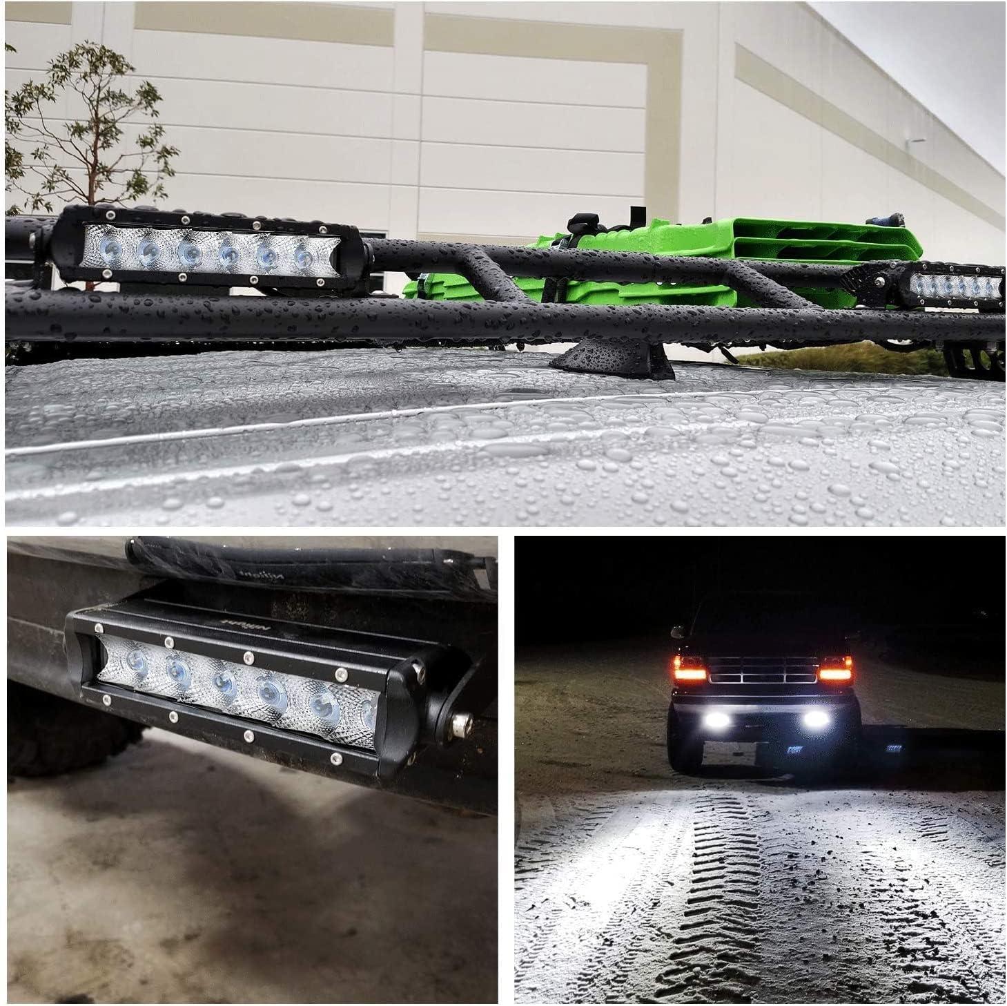 imageNilight 40001FB Bar Super Slim 2PCS 7Inch 30W Flood Driving Fog 3600LM Single Row Off Road led Lights for Jeep2 Style Mounting Brackets 2 Years Warranty Black2PCS 30W Flood Lights