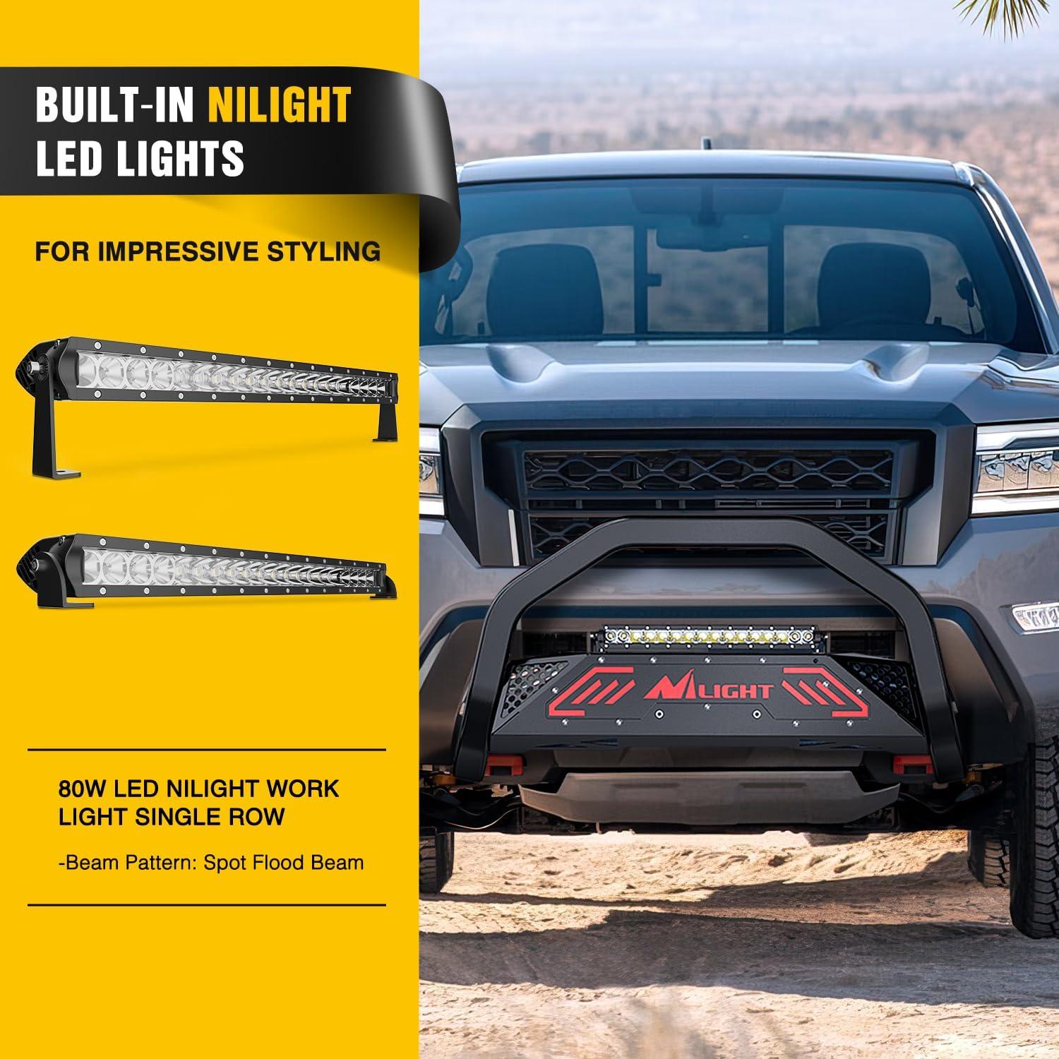 imageNilight Bull Bar with Light BarampampLicense Plate Hole Compatible for Ford F150 F150 20042023 Truck Brush Guard Front Bumper Push Bar wGrille Skid Plate Light MountFor Nissan Frontier 20052021