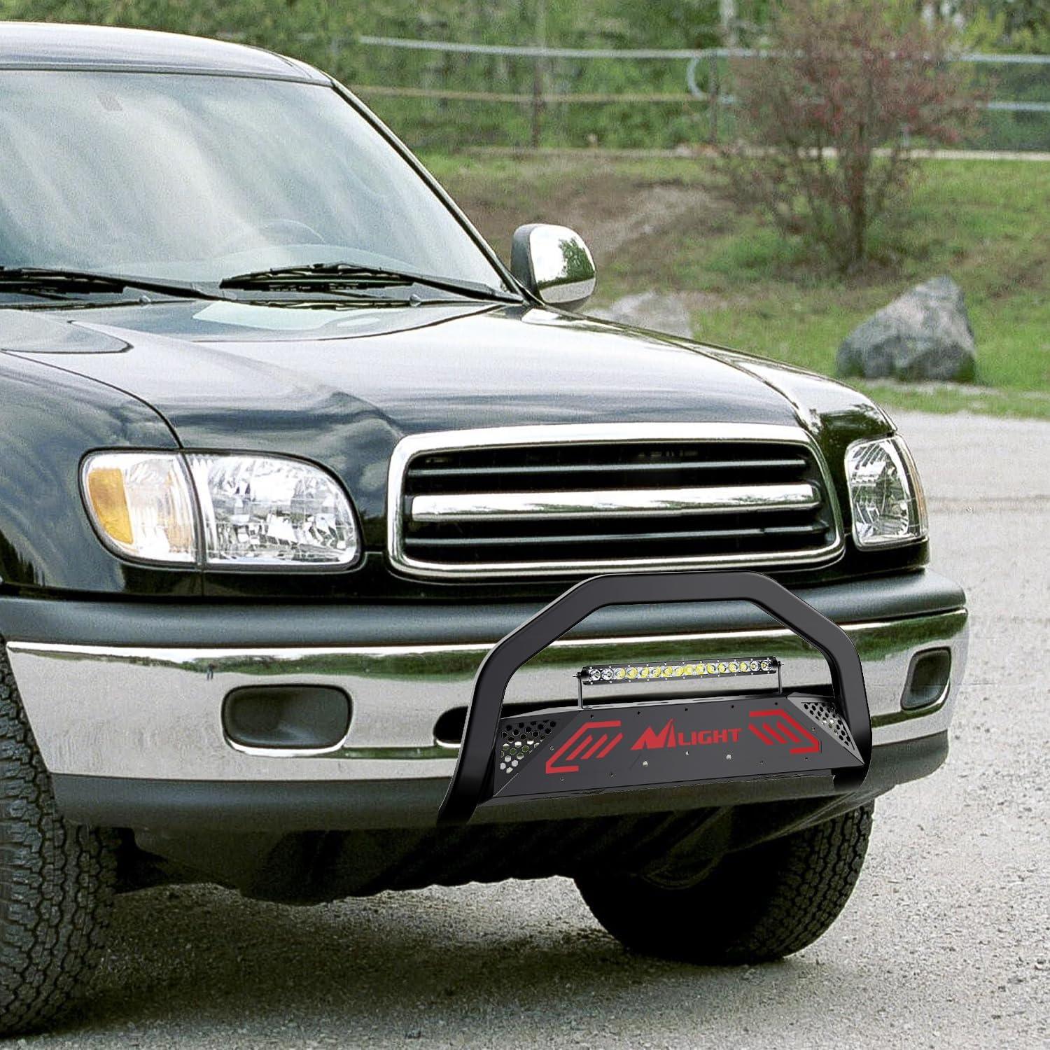 imageNilight Bull Bar with Light BarampampLicense Plate Hole Compatible for Ford F150 F150 20042023 Truck Brush Guard Front Bumper Push Bar wGrille Skid Plate Light MountFor Toyota Tundra 19992006Sequoia 20012007