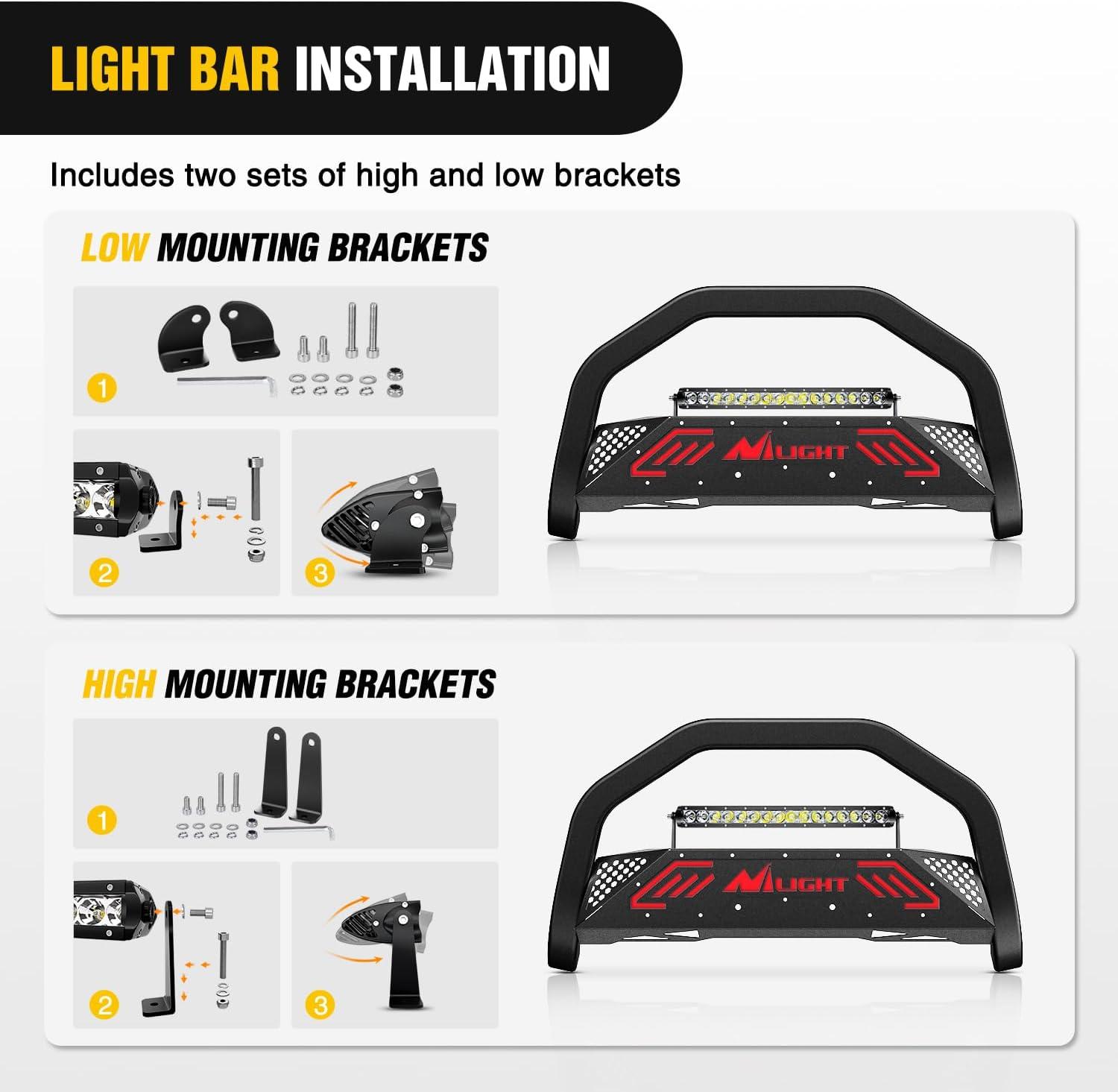 imageNilight Bull Bar with Light BarampampLicense Plate Hole Compatible for Ford F150 F150 20042023 Truck Brush Guard Front Bumper Push Bar wGrille Skid Plate Light MountFor Ford Ranger 20192023