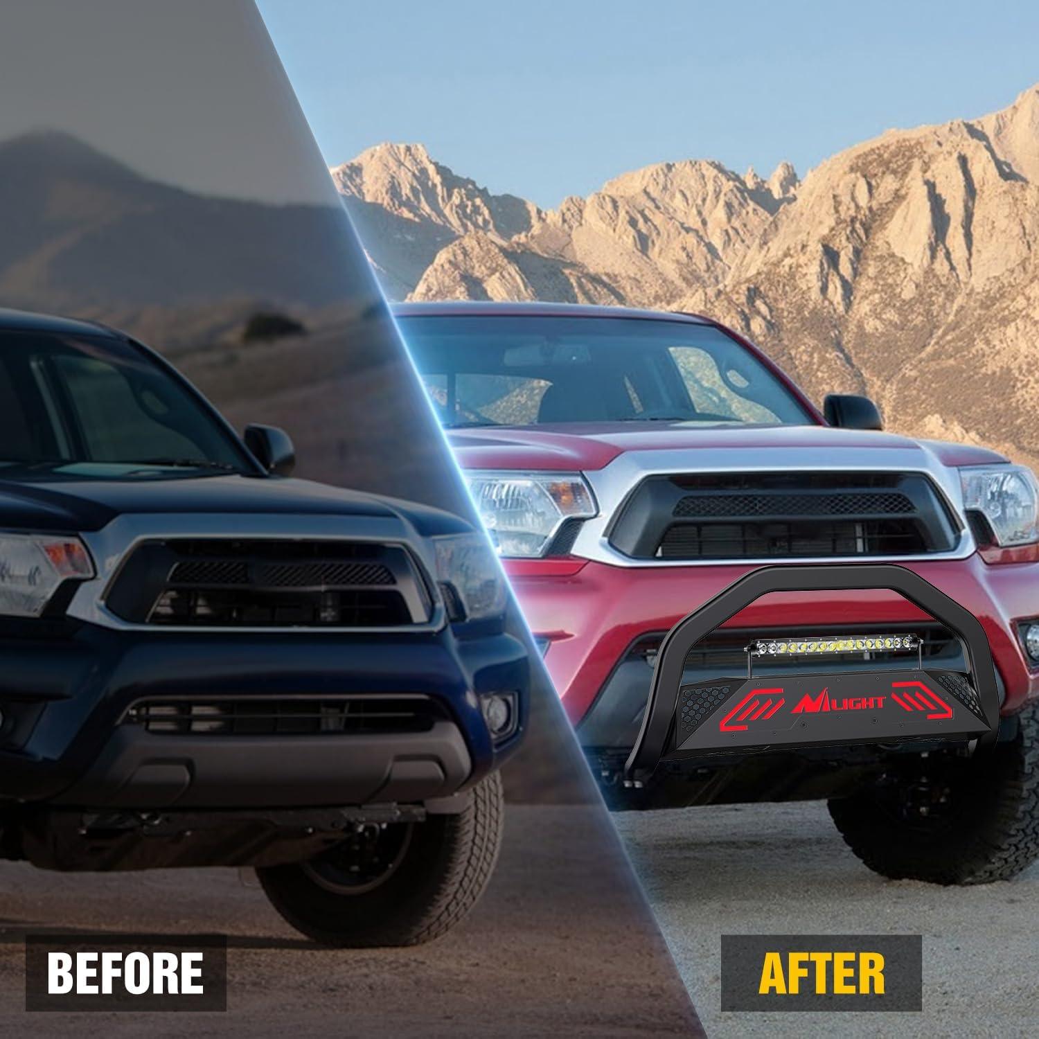 imageNilight Bull Bar with Light BarampampLicense Plate Hole Compatible for Ford F150 F150 20042023 Truck Brush Guard Front Bumper Push Bar wGrille Skid Plate Light MountFor Toyota Tacoma 20052015