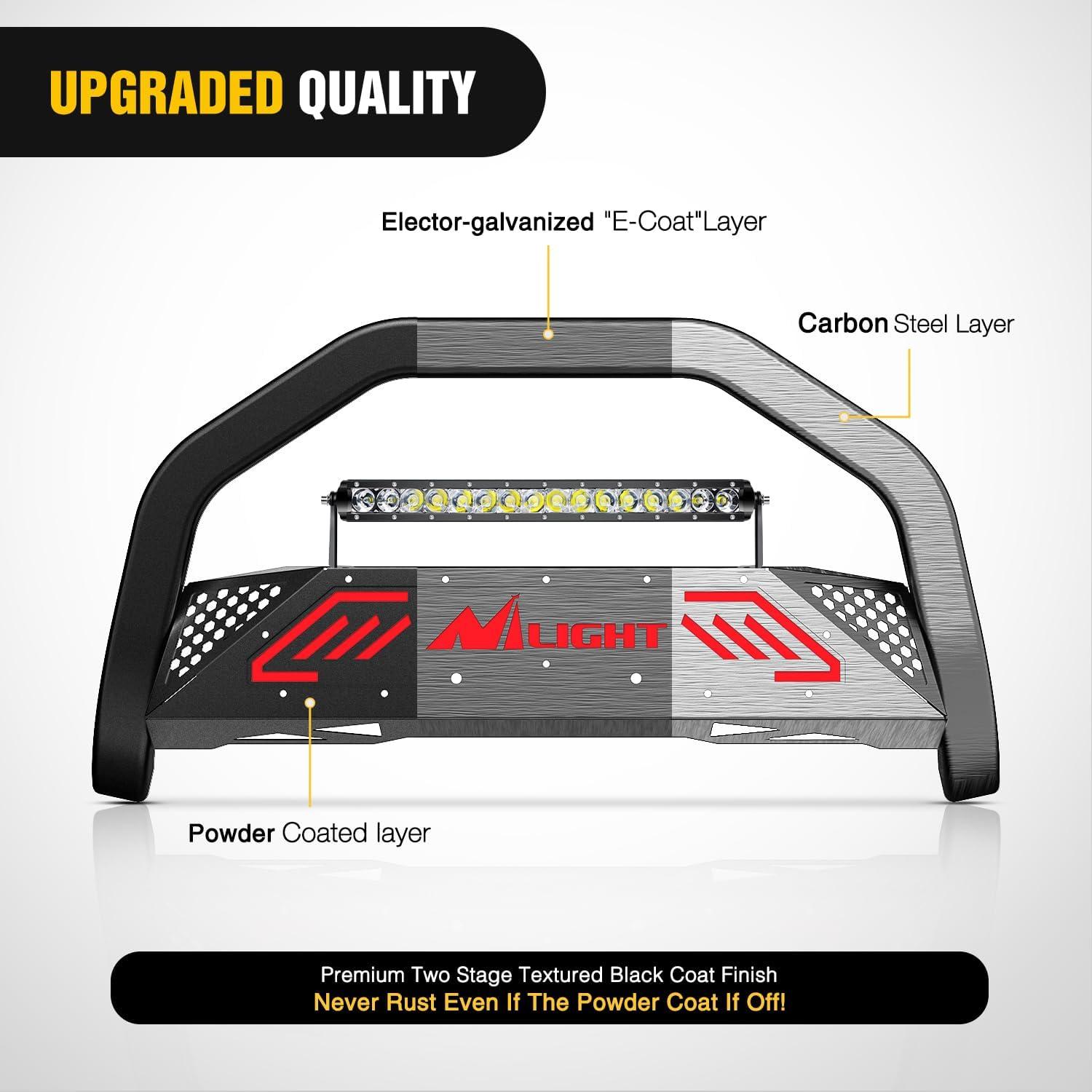 imageNilight Bull Bar with Light BarampampLicense Plate Hole Compatible for Ford F150 F150 20042023 Truck Brush Guard Front Bumper Push Bar wGrille Skid Plate Light MountFor Toyota Tacoma 20162023