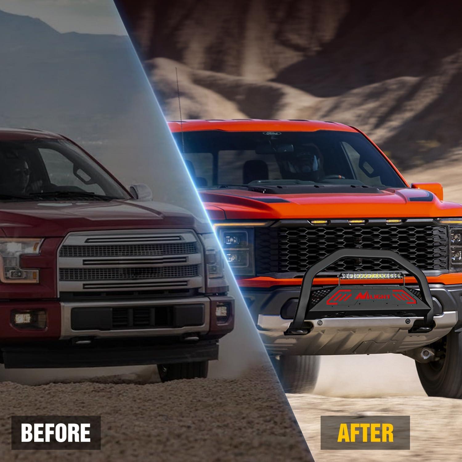 imageNilight Bull Bar with Light BarampampLicense Plate Hole Compatible for Ford F150 F150 20042023 Truck Brush Guard Front Bumper Push Bar wGrille Skid Plate Light MountFor Ford F150 20042023