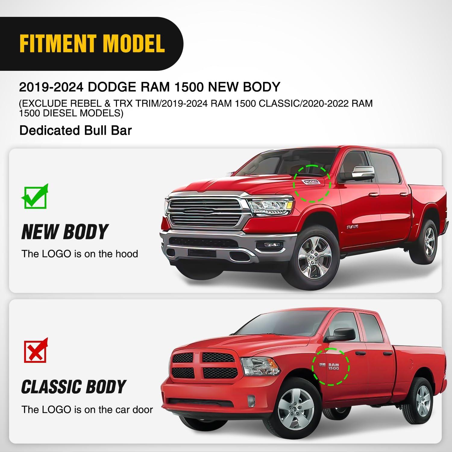 imageNilight Bull Bar with Light Compatible with Nissan Frontier 20052020 Tow Hooks Must be Removed Front Bumper Grille Brush Push Guard with Skid Plate Licence Hole BlackFor Dodge Ram 1500 New Body 20192024