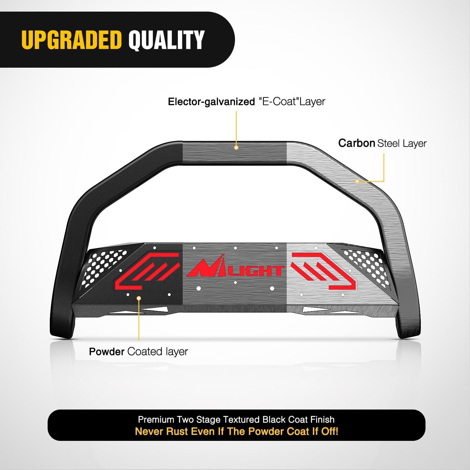 imageNilight Bull Bar with Light Compatible with Nissan Frontier 20052020 Tow Hooks Must be Removed Front Bumper Grille Brush Push Guard with Skid Plate Licence Hole BlackFor Ford Ranger 20192023