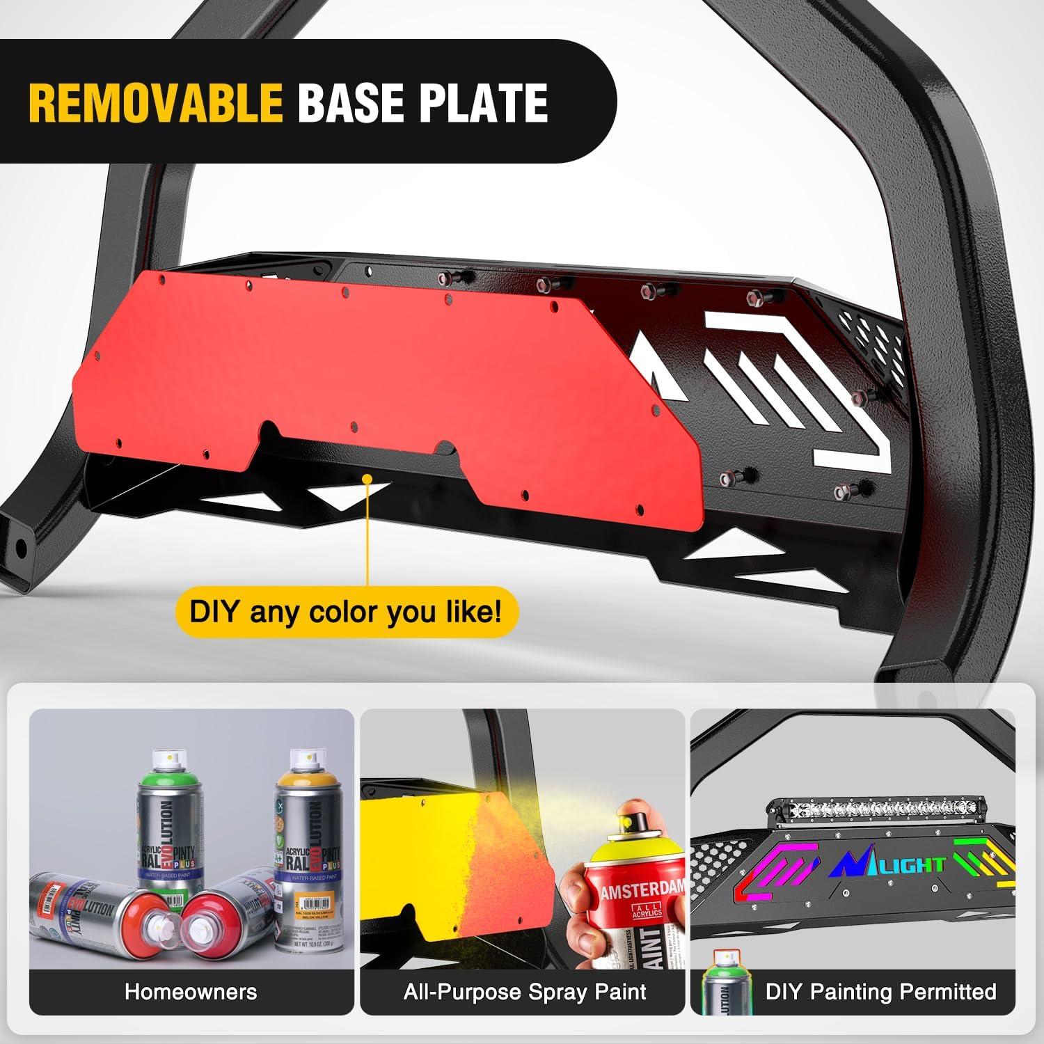 imageNilight Bull Bar with Light Compatible with Nissan Frontier 20052020 Tow Hooks Must be Removed Front Bumper Grille Brush Push Guard with Skid Plate Licence Hole BlackFor Ford F150 20042023