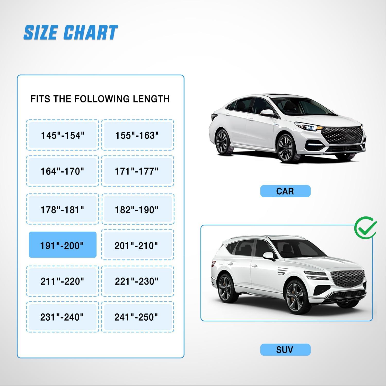 imageNilight Car Cover Waterproof All Weather fo SUV Heavy Duty Outdoor Full Cover Rain Sun UV Protection with Zipper Cotton Extra Thick Car CoversUniversal Fit for SUV JeepLength 182quot to 190quotA6 Fit Suv JeepLength 191 To 200