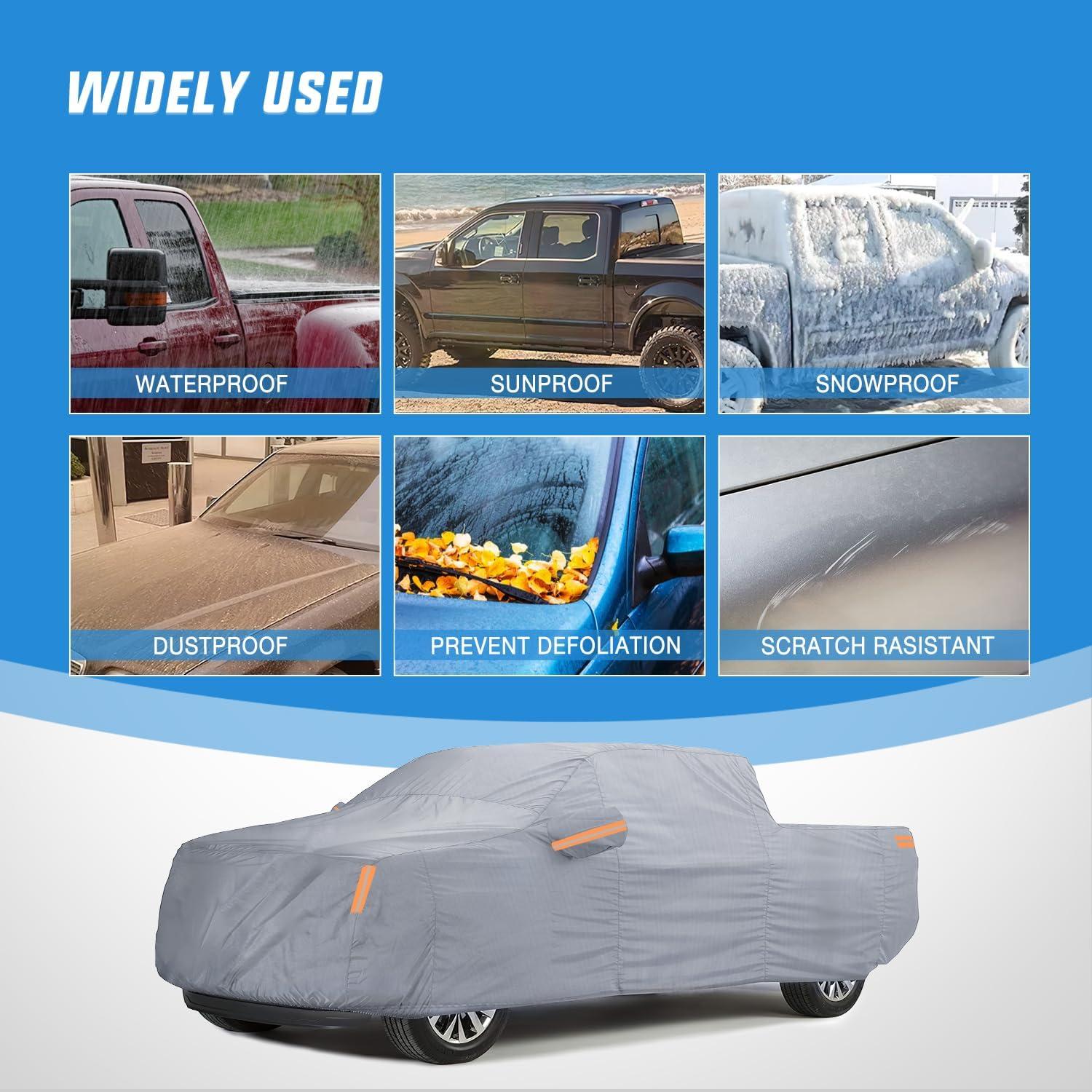 imageNilight Car Cover Waterproof All Weather fo SUV Heavy Duty Outdoor Full Cover Rain Sun UV Protection with Zipper Cotton Extra Thick Car CoversUniversal Fit for SUV JeepLength 182quot to 190quotXXL Fit Length Up To 250  Max Cab Length 154