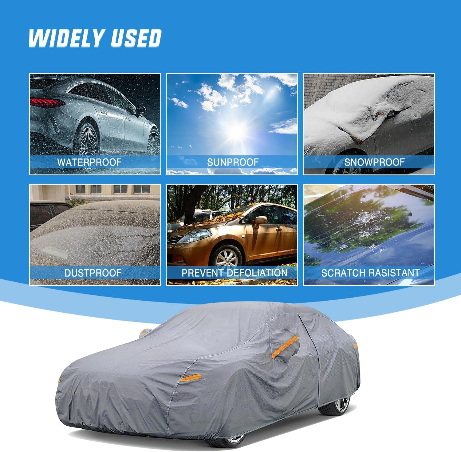 imageNilight Car Cover Waterproof All Weather fo SUV Heavy Duty Outdoor Full Cover Rain Sun UV Protection with Zipper Cotton Extra Thick Car CoversUniversal Fit for SUV JeepLength 182quot to 190quotA3 Fit SedanLength 194 To 208