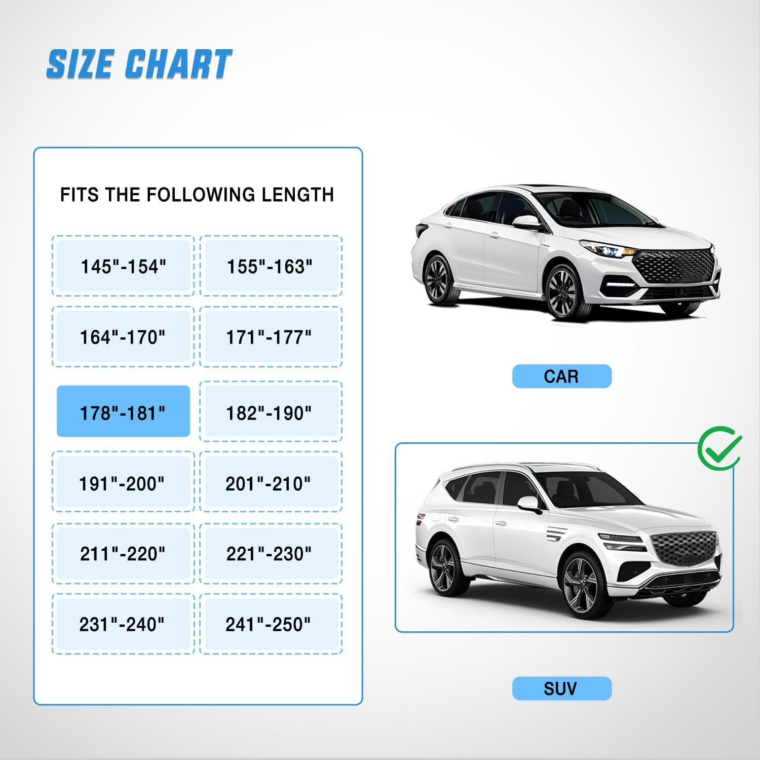 imageNilight Car Cover Waterproof All Weather fo SUV Heavy Duty Outdoor Full Cover Rain Sun UV Protection with Zipper Cotton Extra Thick Car CoversUniversal Fit for SUV JeepLength 182quot to 190quotA4 Fit Suv JeepLength Up To 181