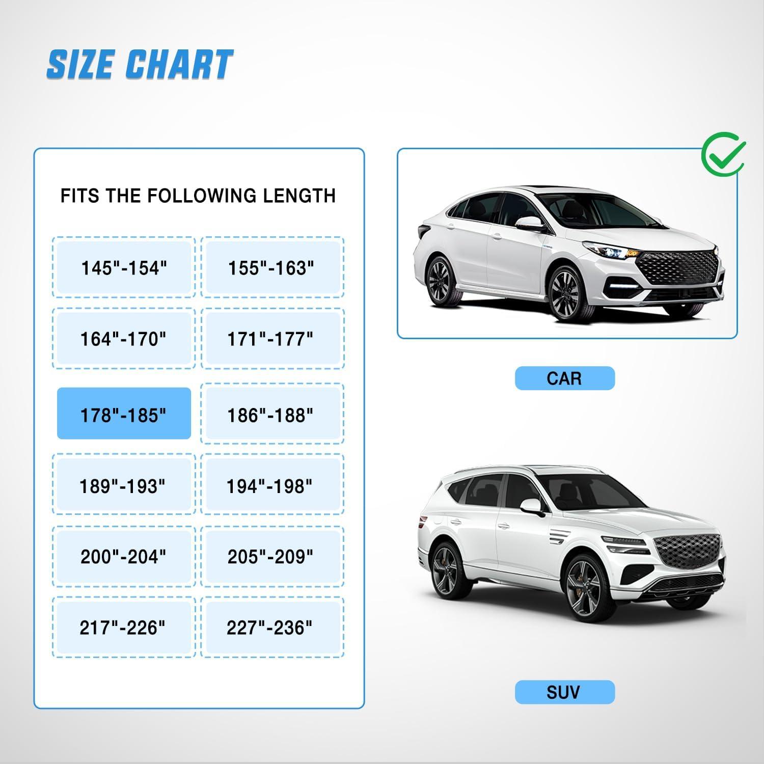 imageNilight Car Cover Waterproof All Weather fo SUV Heavy Duty Outdoor Full Cover Rain Sun UV Protection with Zipper Cotton Extra Thick Car CoversUniversal Fit for SUV JeepLength 182quot to 190quotA1 Fit SedanLength 178 To 185