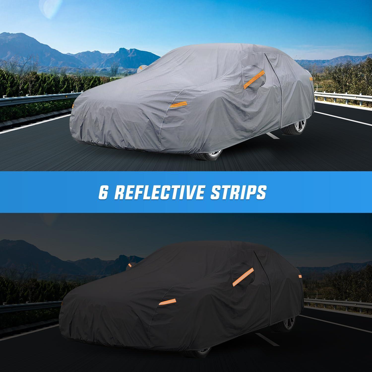 imageNilight Car Cover Waterproof All Weather fo SUV Heavy Duty Outdoor Full Cover Rain Sun UV Protection with Zipper Cotton Extra Thick Car CoversUniversal Fit for SUV JeepLength 182quot to 190quotA2 Fit SedanLength 186 To 193