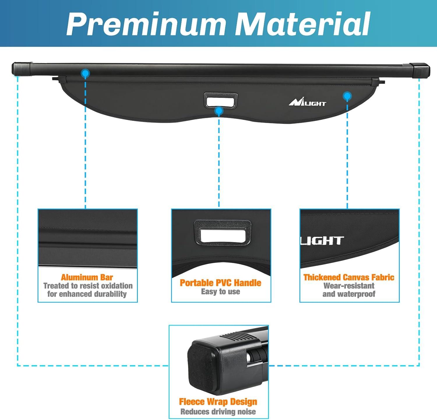 imageNilight Cargo Cover Fit for Toyota RAV4 2019 2020 2021 2022 2023 2024 2025 Retractable Privacy Security Shield Shade Rear Trunk Cover with Trunk Storage Net20202025 Toyota Highlander