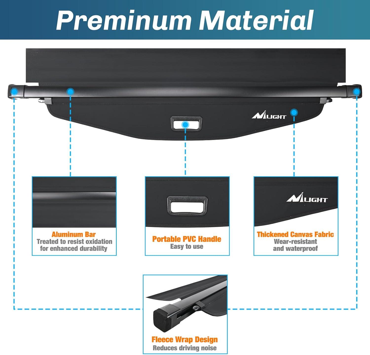 imageNilight Cargo Cover Fit for Toyota RAV4 2019 2020 2021 2022 2023 2024 2025 Retractable Privacy Security Shield Shade Rear Trunk Cover with Trunk Storage Net20182025 Chevy EquinoxGMC Terrain