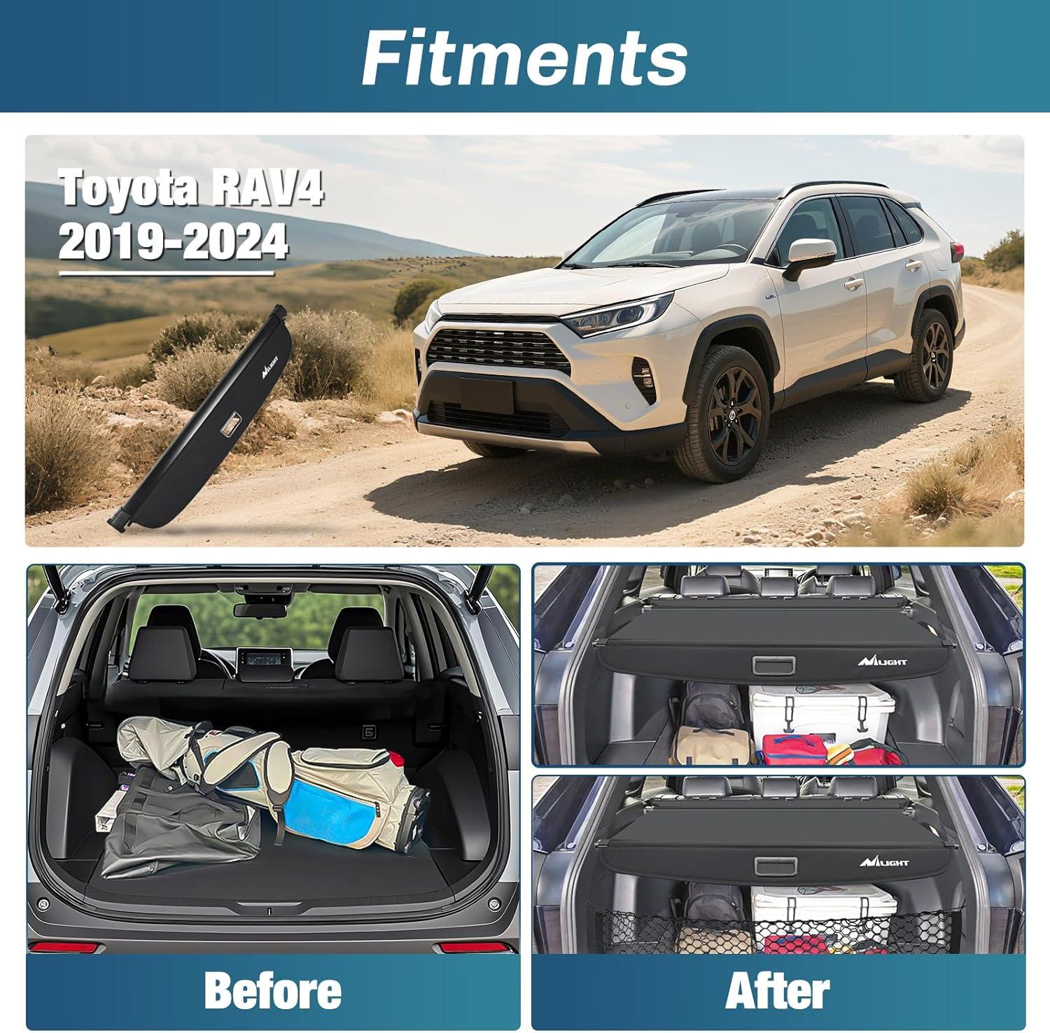 imageNilight Cargo Cover Fit for Toyota RAV4 2019 2020 2021 2022 2023 2024 2025 Retractable Privacy Security Shield Shade Rear Trunk Cover with Trunk Storage Net20192025 Toyota RAV4