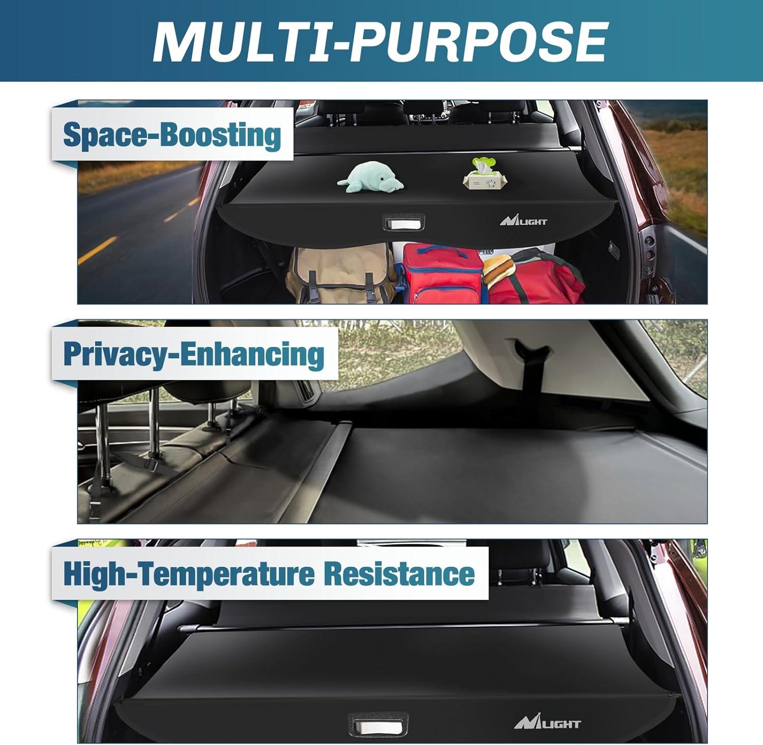 imageNilight Cargo Cover Fit for Toyota RAV4 2019 2020 2021 2022 2023 2024 2025 Retractable Privacy Security Shield Shade Rear Trunk Cover with Trunk Storage Net20202025 Toyota Highlander