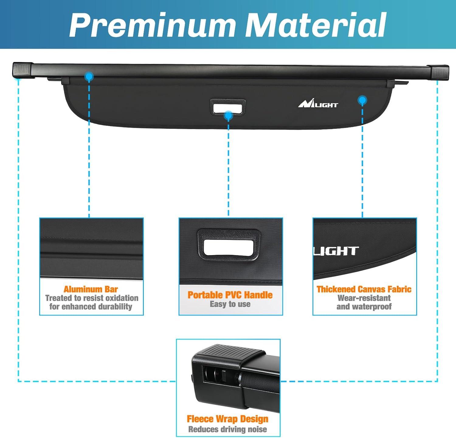 imageNilight Cargo Cover Fit for Toyota RAV4 2019 2020 2021 2022 2023 2024 2025 Retractable Privacy Security Shield Shade Rear Trunk Cover with Trunk Storage Net20162025 Audi Q7
