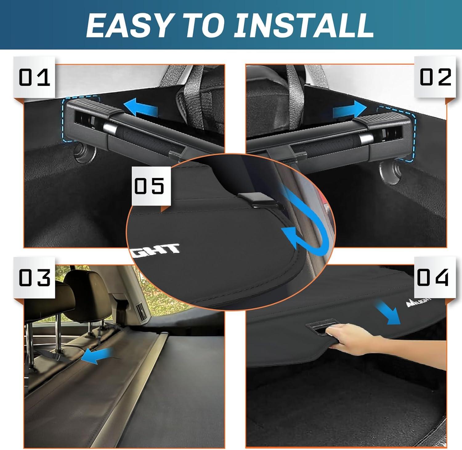 imageNilight Cargo Cover Fit for Toyota RAV4 2019 2020 2021 2022 2023 2024 2025 Retractable Privacy Security Shield Shade Rear Trunk Cover with Trunk Storage Net20202025 Toyota Highlander