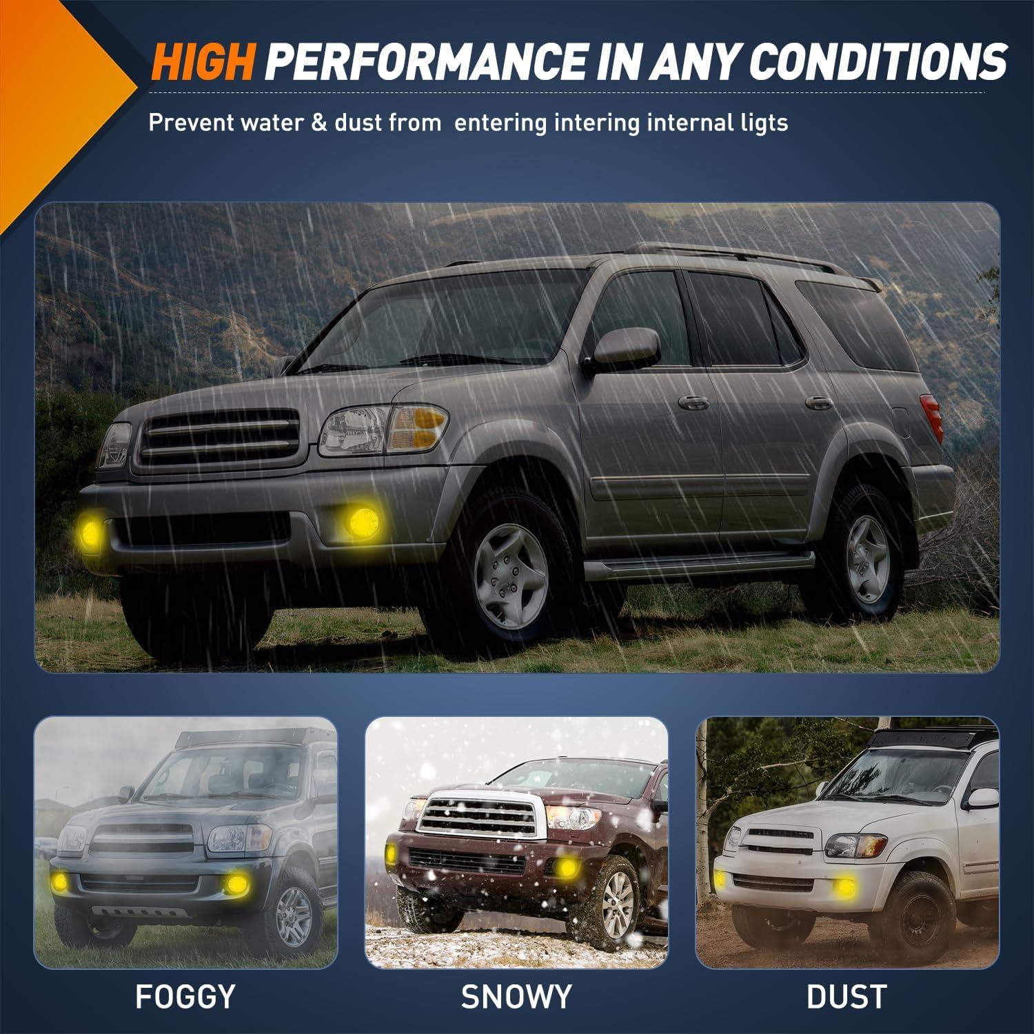 imageNilight Fog Light Assembly Compatible with 2002 2003 2004 Toyota Camry 2005 2006 2007 2008 Corolla Lamp Replacement Clear Lens with 9006 12V 55W Bulbs20012007 Sequoia20002006 Tundra Amber