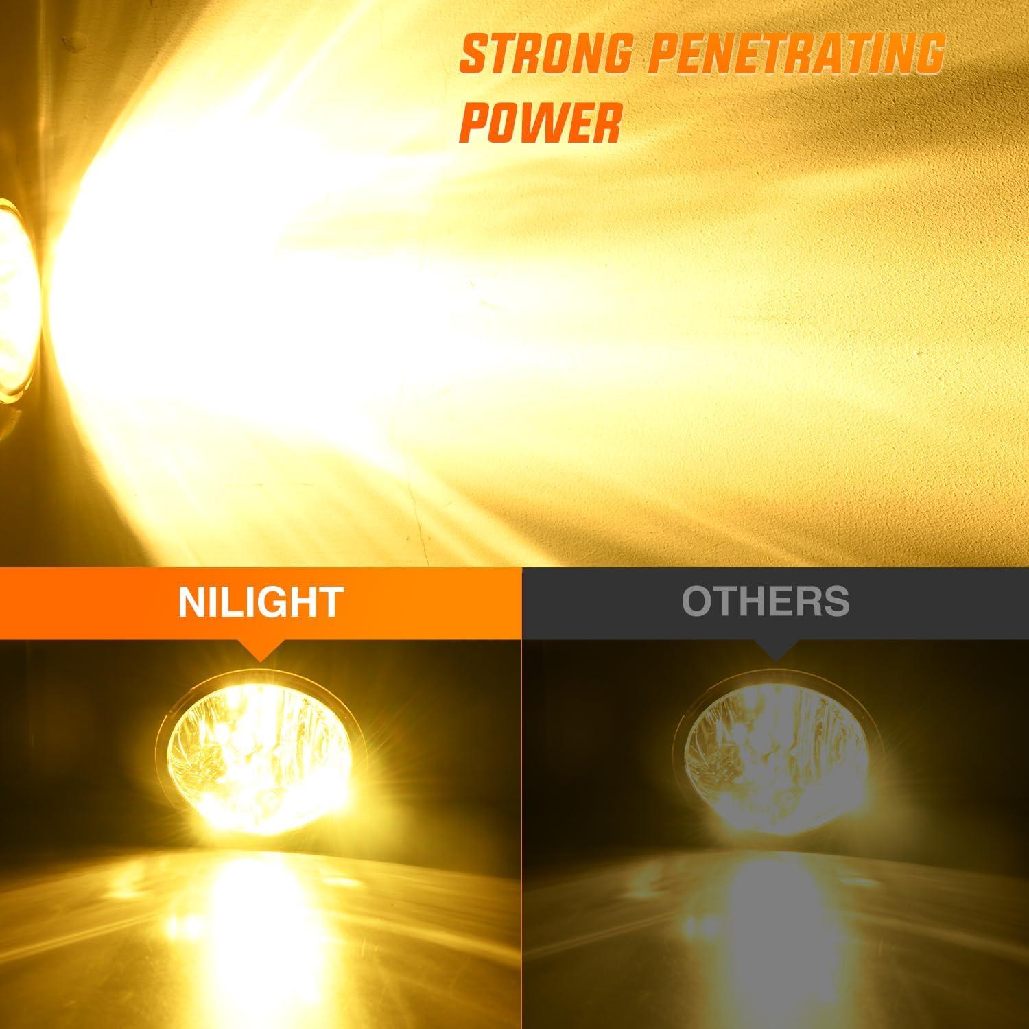 imageNilight Fog Light Assembly Compatible with 2002 2003 2004 Toyota Camry 2005 2006 2007 2008 Corolla Lamp Replacement Clear Lens with 9006 12V 55W Bulbs20012007 Sequoia20002006 Tundra Amber