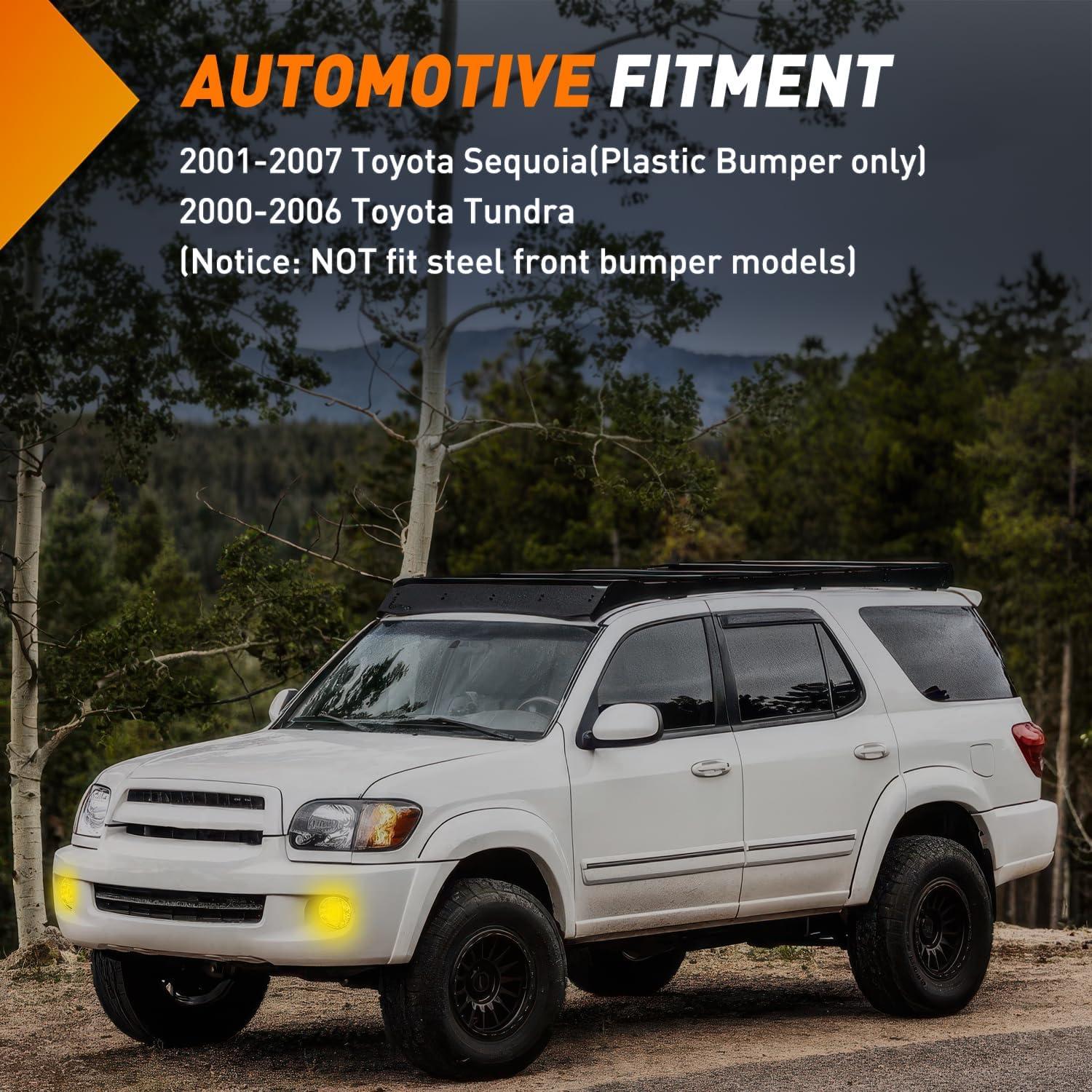 imageNilight Fog Light Assembly Compatible with 2002 2003 2004 Toyota Camry 2005 2006 2007 2008 Corolla Lamp Replacement Clear Lens with 9006 12V 55W Bulbs20012007 Sequoia20002006 Tundra Amber