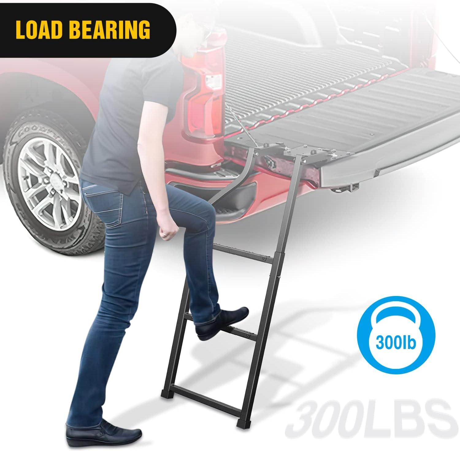 imageNilight Foldable Truck Tailgate Ladder for Pickup with Aluminum Step Grip Plates Replaceable Rubber Feet ampamp Stainless Steel Self Drilling Hex Screws for Easy Installation 2 Year Warranty