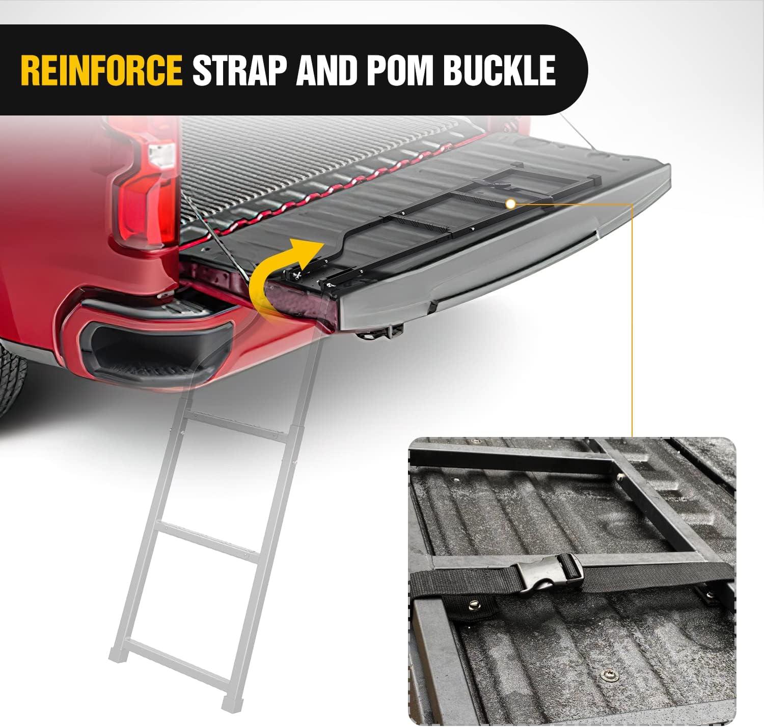 imageNilight Foldable Truck Tailgate Ladder for Pickup with Aluminum Step Grip Plates Replaceable Rubber Feet ampamp Stainless Steel Self Drilling Hex Screws for Easy Installation 2 Year Warranty