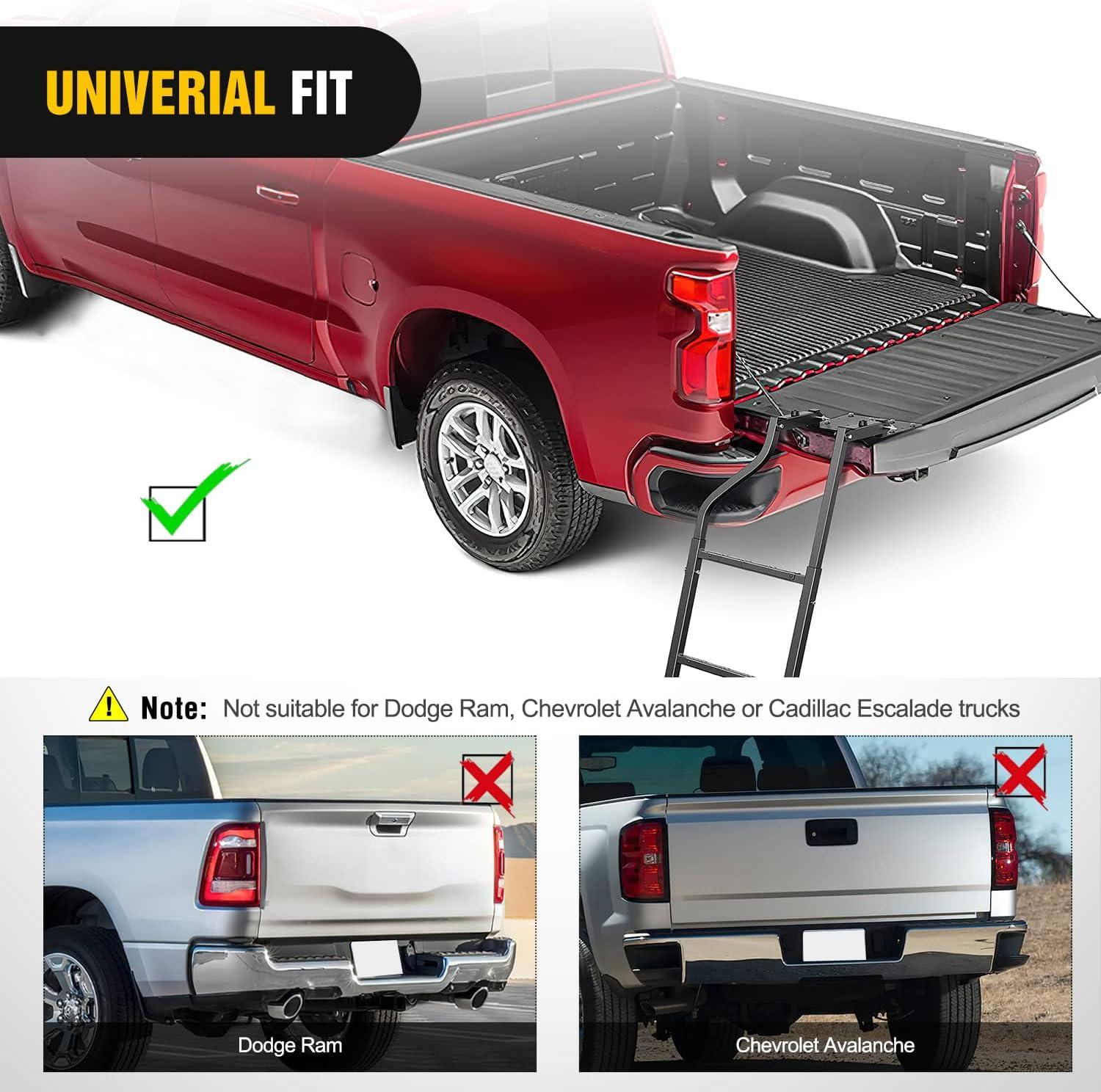 imageNilight Foldable Truck Tailgate Ladder for Pickup with Aluminum Step Grip Plates Replaceable Rubber Feet ampamp Stainless Steel Self Drilling Hex Screws for Easy Installation 2 Year Warranty