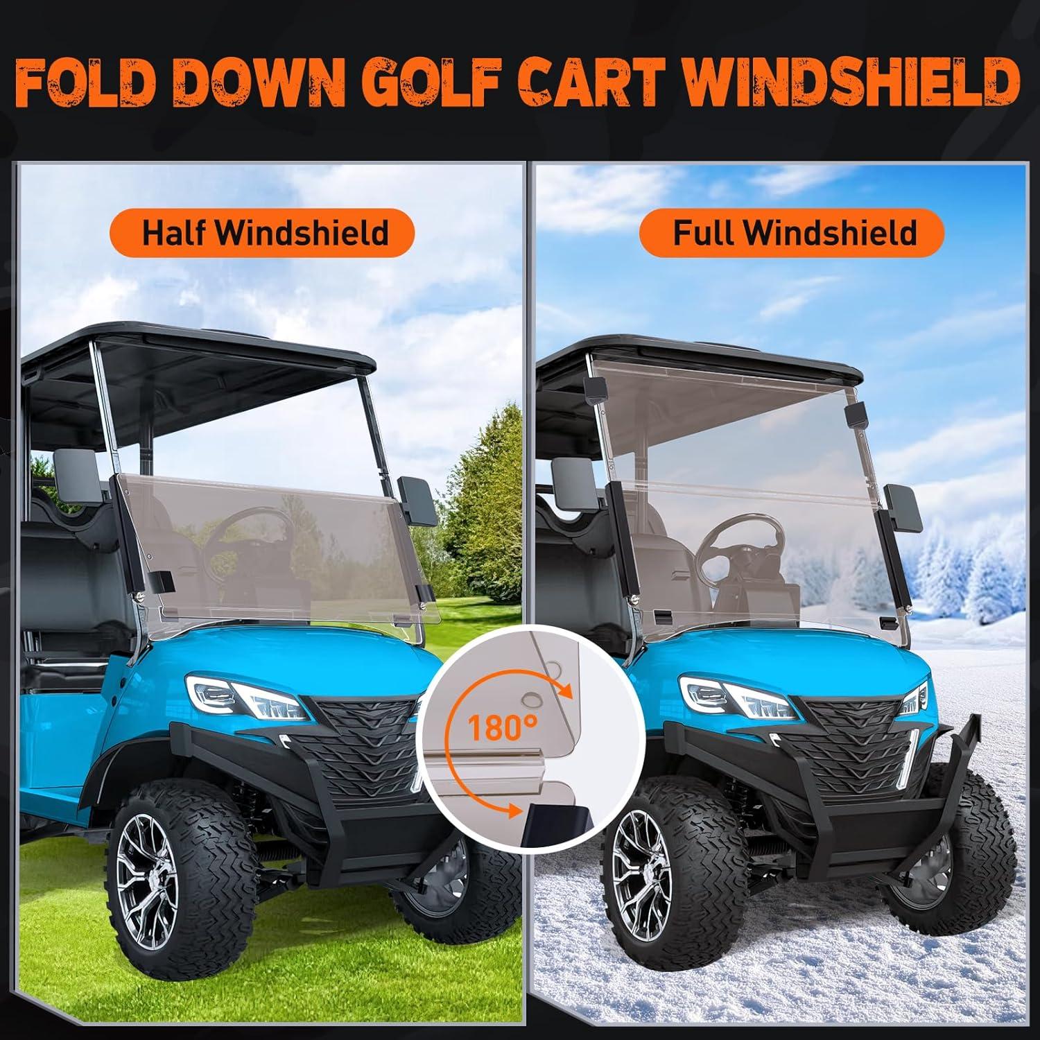 imageNilight Golf Cart Windshield for Front Window Foldable Windproof UV Protection Compatible with Club Car Precedent Gas or Electric 2004Up Scratch and Impact Resistant Clear AcrylicTintedClub Car Precedent 2004Up