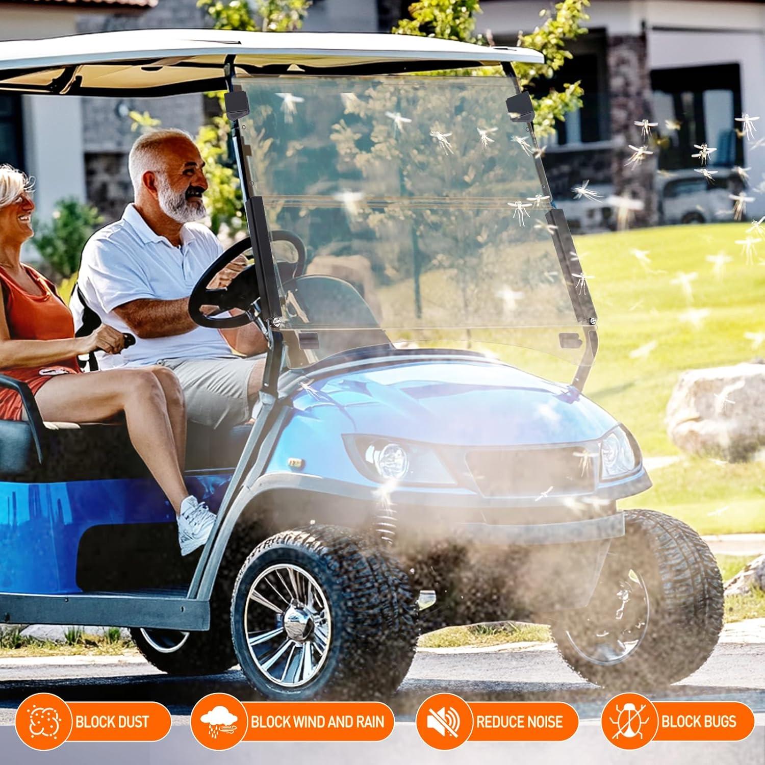 imageNilight Golf Cart Windshield for Front Window Foldable Windproof UV Protection Compatible with Club Car Precedent Gas or Electric 2004Up Scratch and Impact Resistant Clear AcrylicTintedClub Car Precedent 2004Up