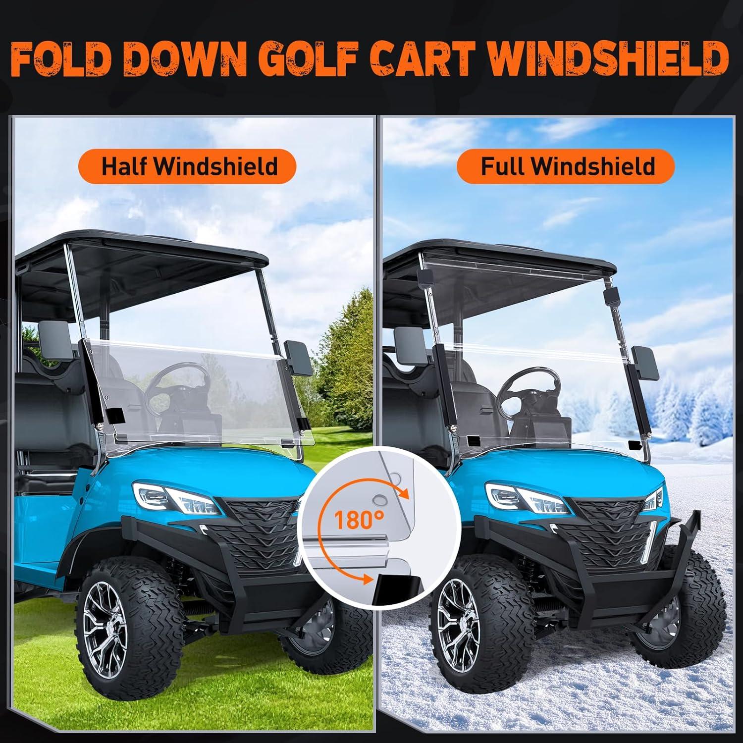 imageNilight Golf Cart Windshield for Front Window Foldable Windproof UV Protection Compatible with Club Car Precedent Gas or Electric 2004Up Scratch and Impact Resistant Clear AcrylicClearClub Car Precedent 2004Up