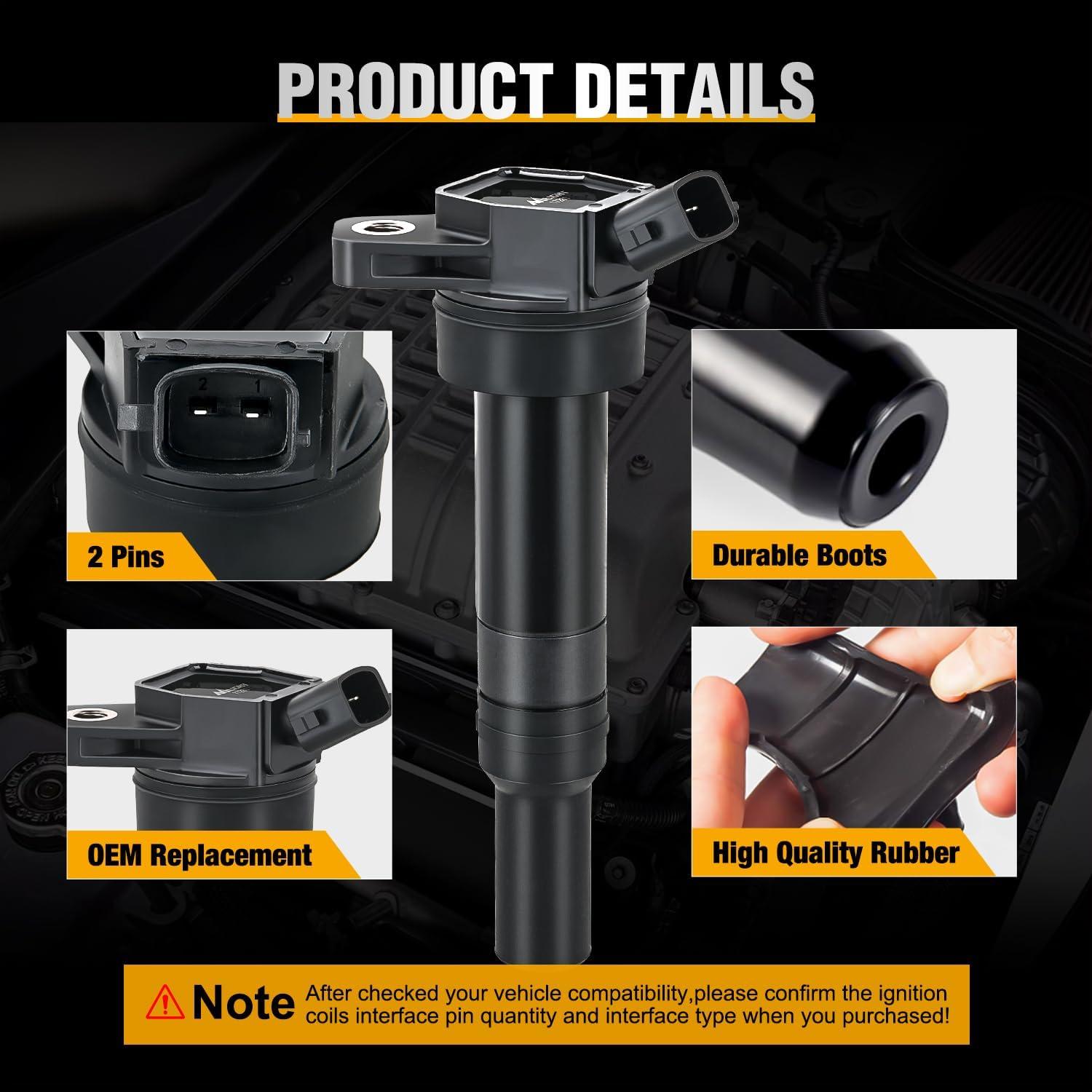 imageNilight Ignition Coil Pack UF413 Fit for Chevy Silverado 1500 2500 HD Tahoe Suburban Avalanche Express Corvette Camaro Impala GMC Yukon Cadillac Escalade Pontiac 53 60L V8 EngineOE 126114248 PcsFit HYUNDAIKIA 20112020