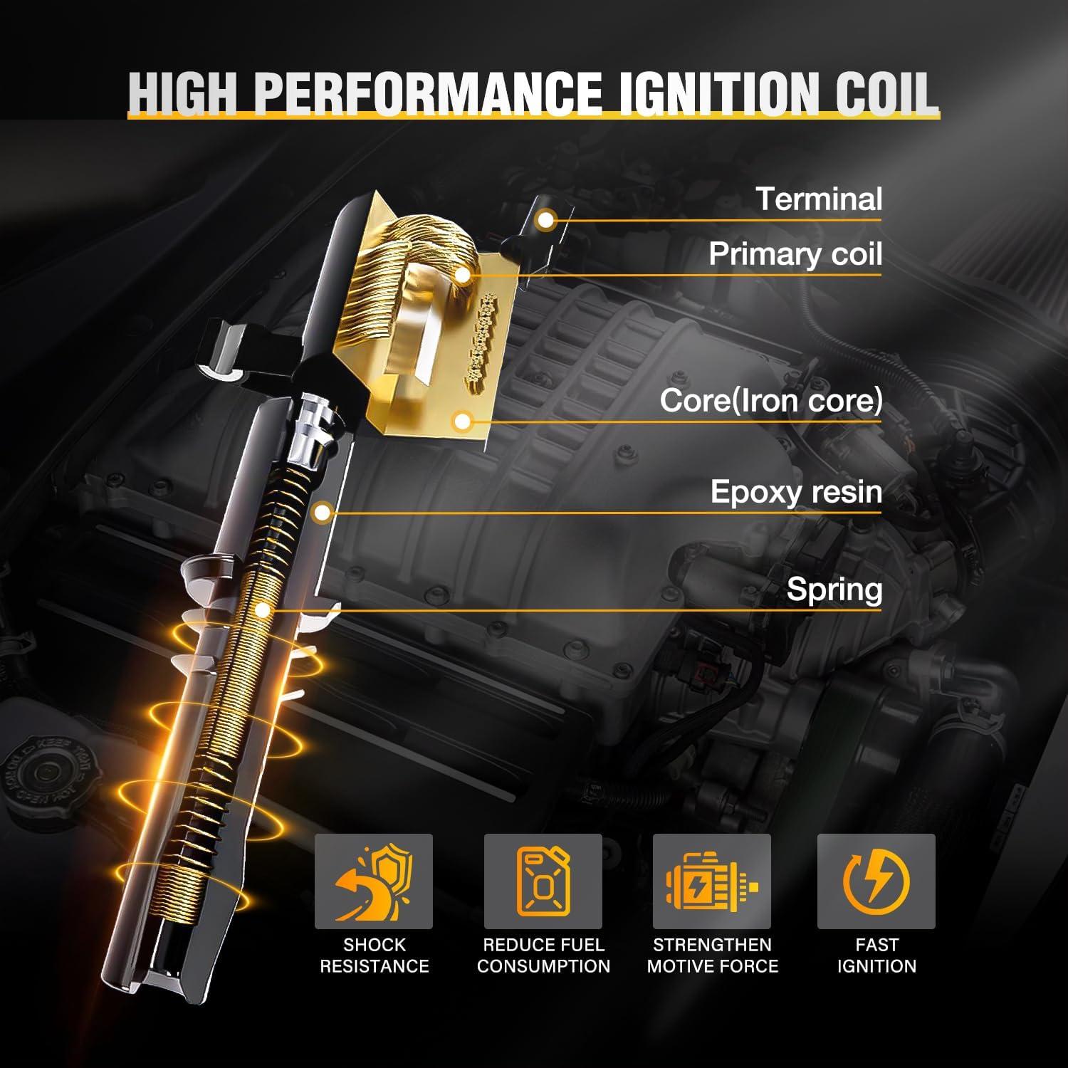 imageNilight Ignition Coil Pack UF413 Fit for Chevy Silverado 1500 2500 HD Tahoe Suburban Avalanche Express Corvette Camaro Impala GMC Yukon Cadillac Escalade Pontiac 53 60L V8 EngineOE 126114248 PcsFit ToyotaLexus 20012012 4PCS