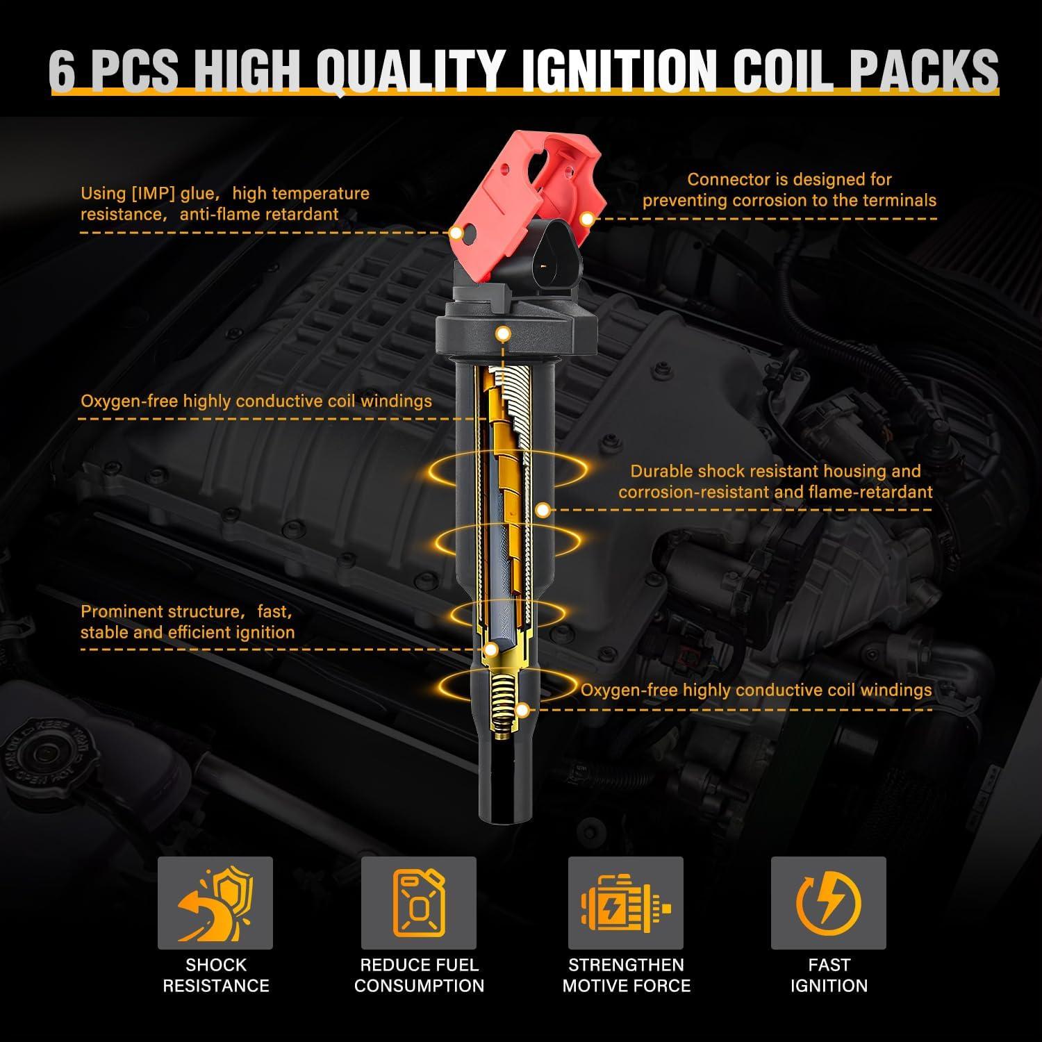 imageNilight Ignition Coil Pack UF413 Fit for Chevy Silverado 1500 2500 HD Tahoe Suburban Avalanche Express Corvette Camaro Impala GMC Yukon Cadillac Escalade Pontiac 53 60L V8 EngineOE 126114248 PcsFit BMW 20012013