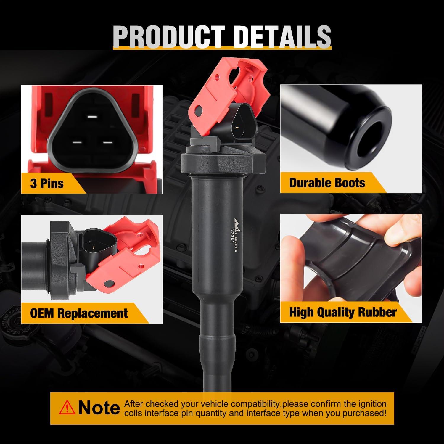 imageNilight Ignition Coil Pack UF413 Fit for Chevy Silverado 1500 2500 HD Tahoe Suburban Avalanche Express Corvette Camaro Impala GMC Yukon Cadillac Escalade Pontiac 53 60L V8 EngineOE 126114248 PcsFit BMW 20012013