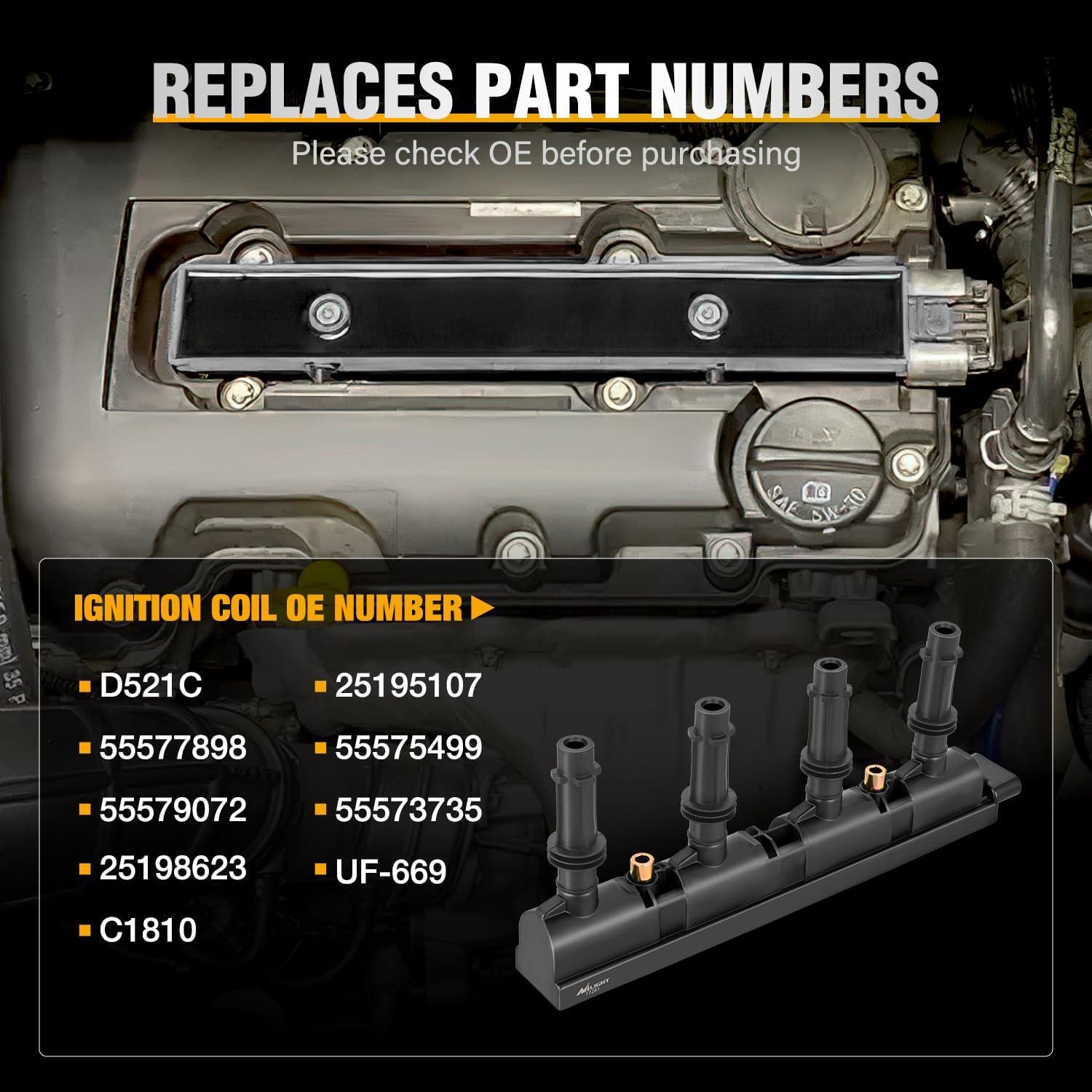 imageNilight Ignition Coil Pack UF413 Fit for Chevy Silverado 1500 2500 HD Tahoe Suburban Avalanche Express Corvette Camaro Impala GMC Yukon Cadillac Escalade Pontiac 53 60L V8 EngineOE 126114248 PcsFit ChevroletBuickCadillac 20112018