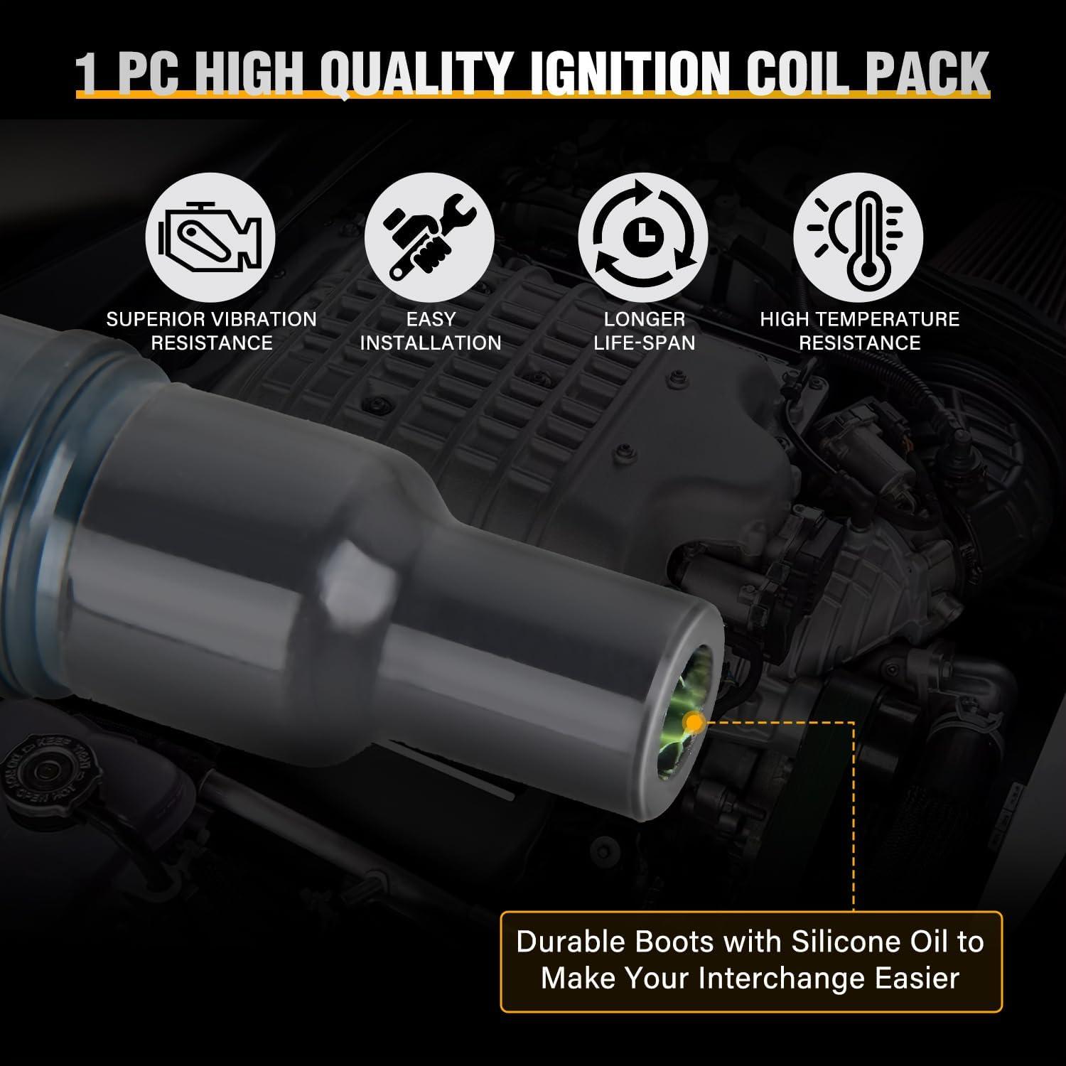 imageNilight Ignition Coil Pack UF413 Fit for Chevy Silverado 1500 2500 HD Tahoe Suburban Avalanche Express Corvette Camaro Impala GMC Yukon Cadillac Escalade Pontiac 53 60L V8 EngineOE 126114248 PcsFit ToyotaLexus 20012012 1PCS