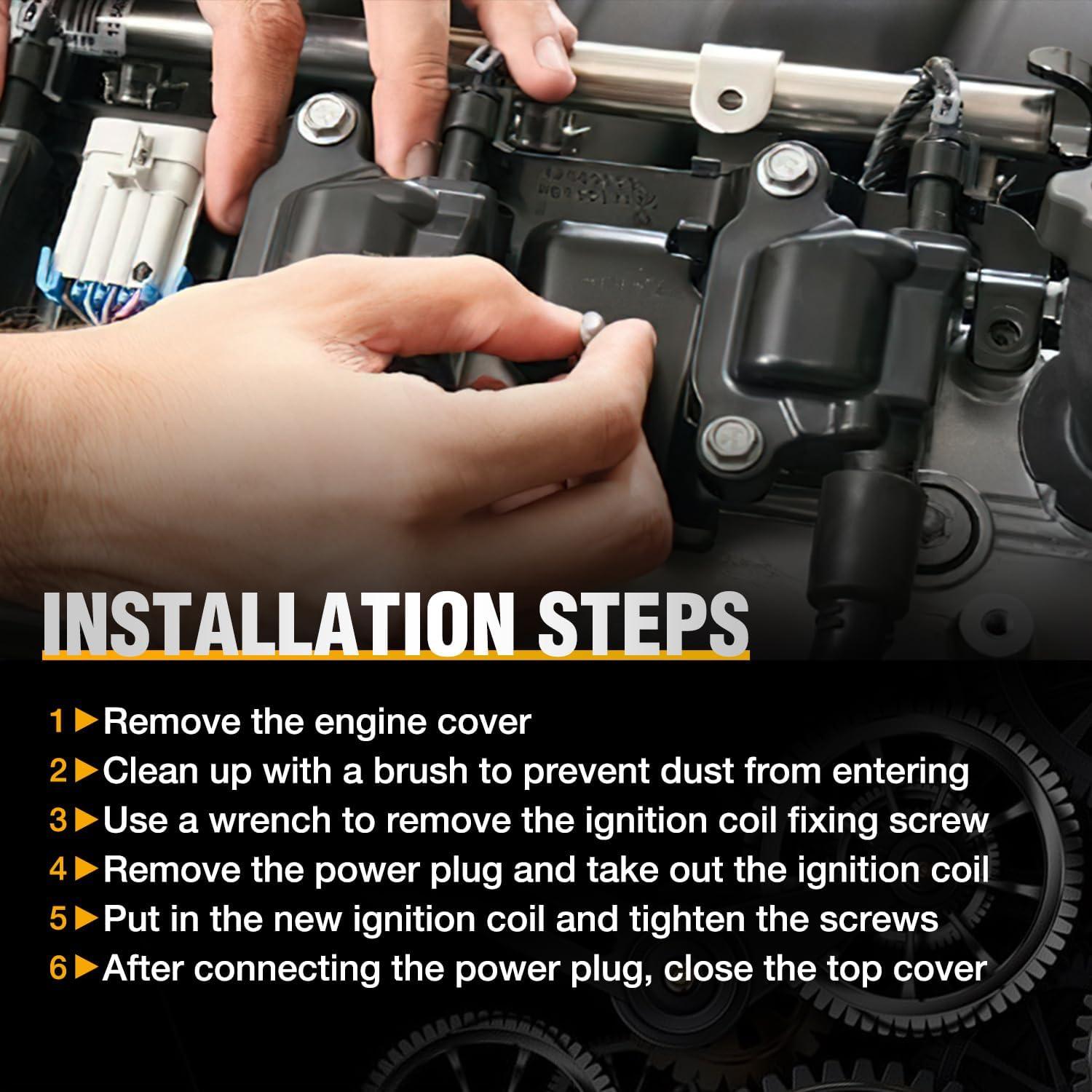 imageNilight Ignition Coil Pack UF413 Fit for Chevy Silverado 1500 2500 HD Tahoe Suburban Avalanche Express Corvette Camaro Impala GMC Yukon Cadillac Escalade Pontiac 53 60L V8 EngineOE 126114248 PcsFit ChevyGMC 20072018