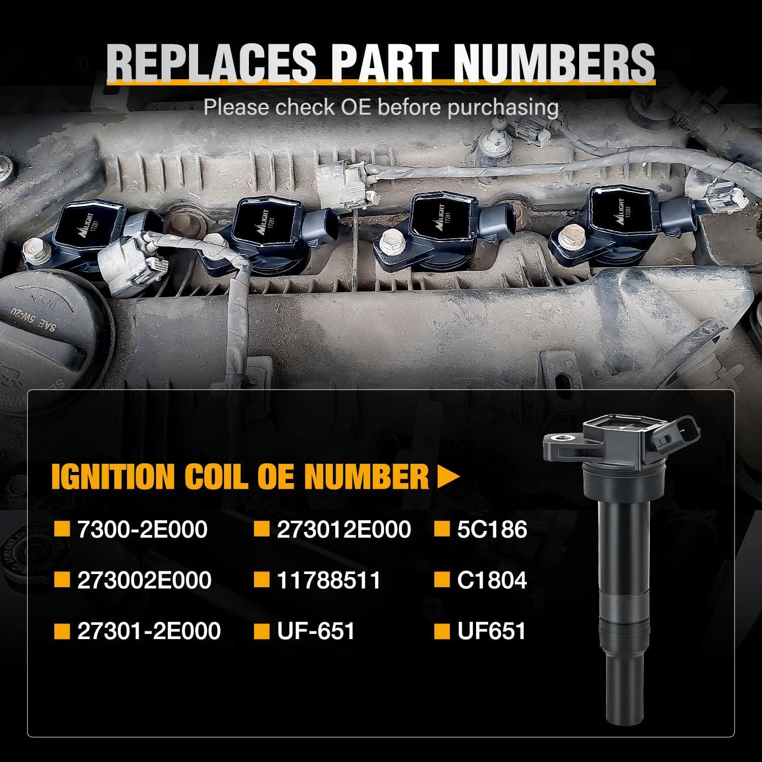 imageNilight Ignition Coil Pack UF413 Fit for Chevy Silverado 1500 2500 HD Tahoe Suburban Avalanche Express Corvette Camaro Impala GMC Yukon Cadillac Escalade Pontiac 53 60L V8 EngineOE 126114248 PcsFit HYUNDAIKIA 20112020